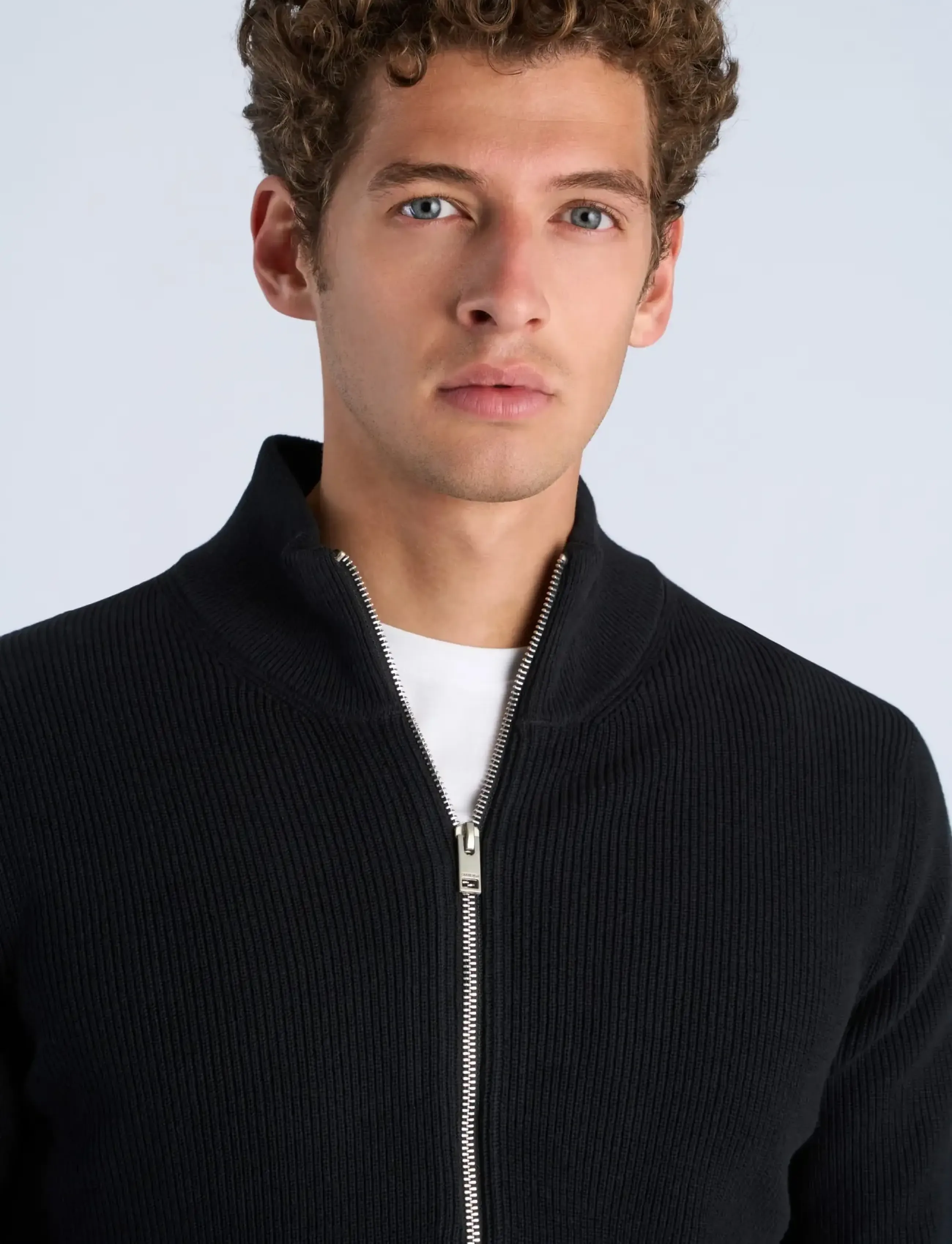 Lindbergh - Recycled full zip knit - höstkläder - black - 5