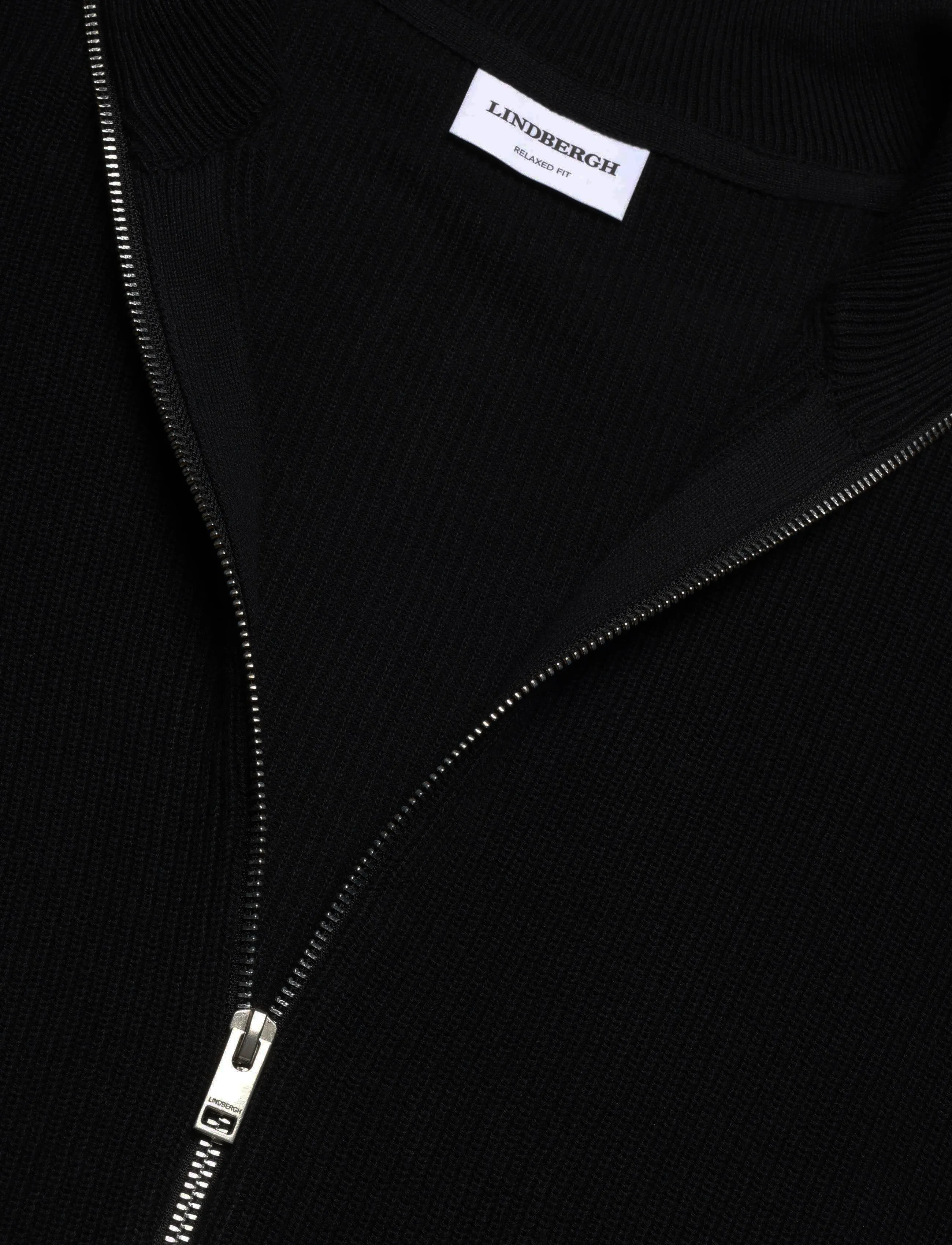 Lindbergh - Recycled full zip knit - födelsedagspresenter - black - 2