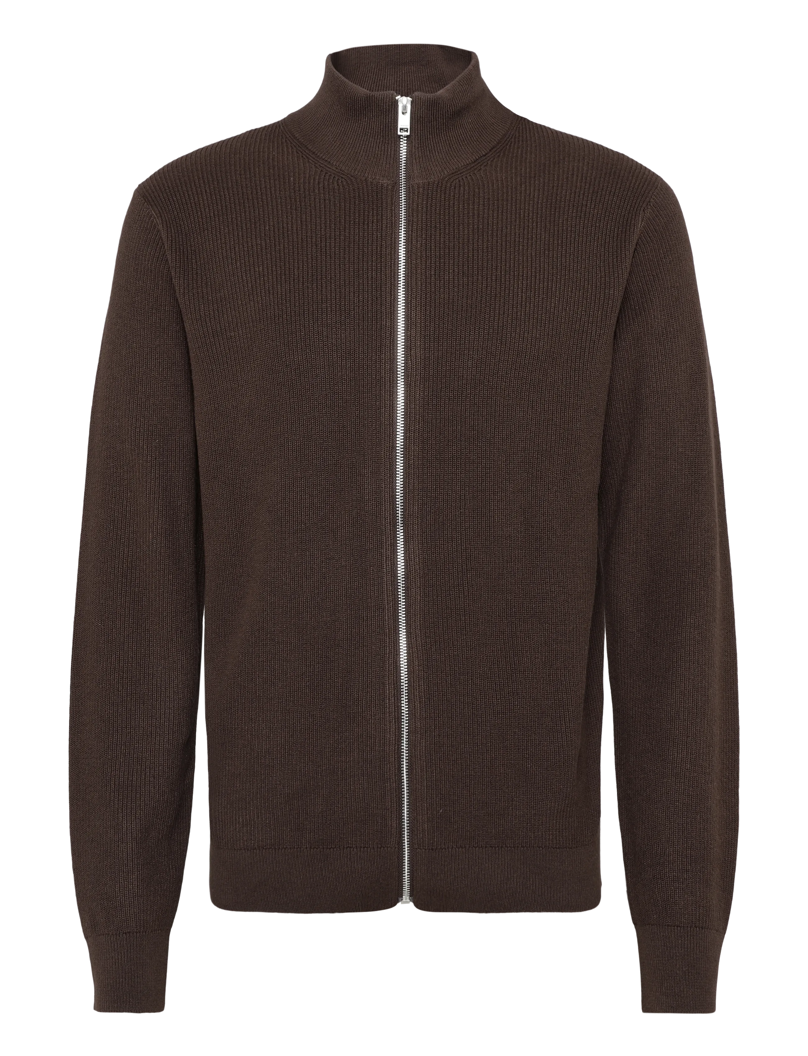 Lindbergh Recycled full zip knit - Stickat - BROWN / brown