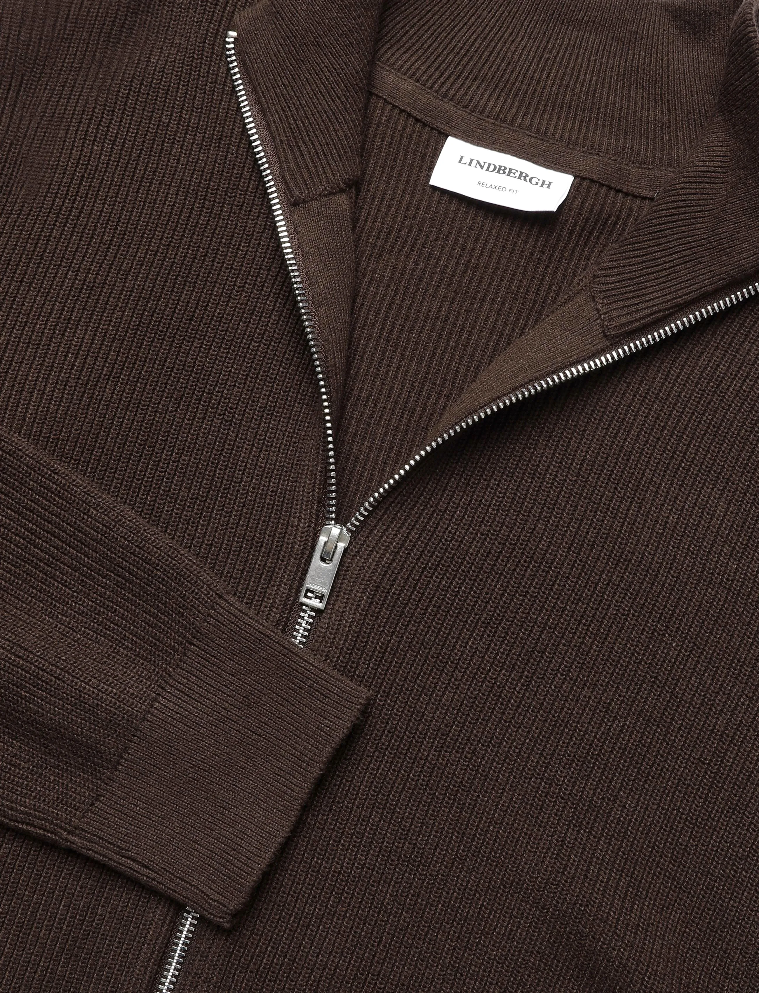 Lindbergh - Recycled full zip knit - födelsedagspresenter - brown - 5