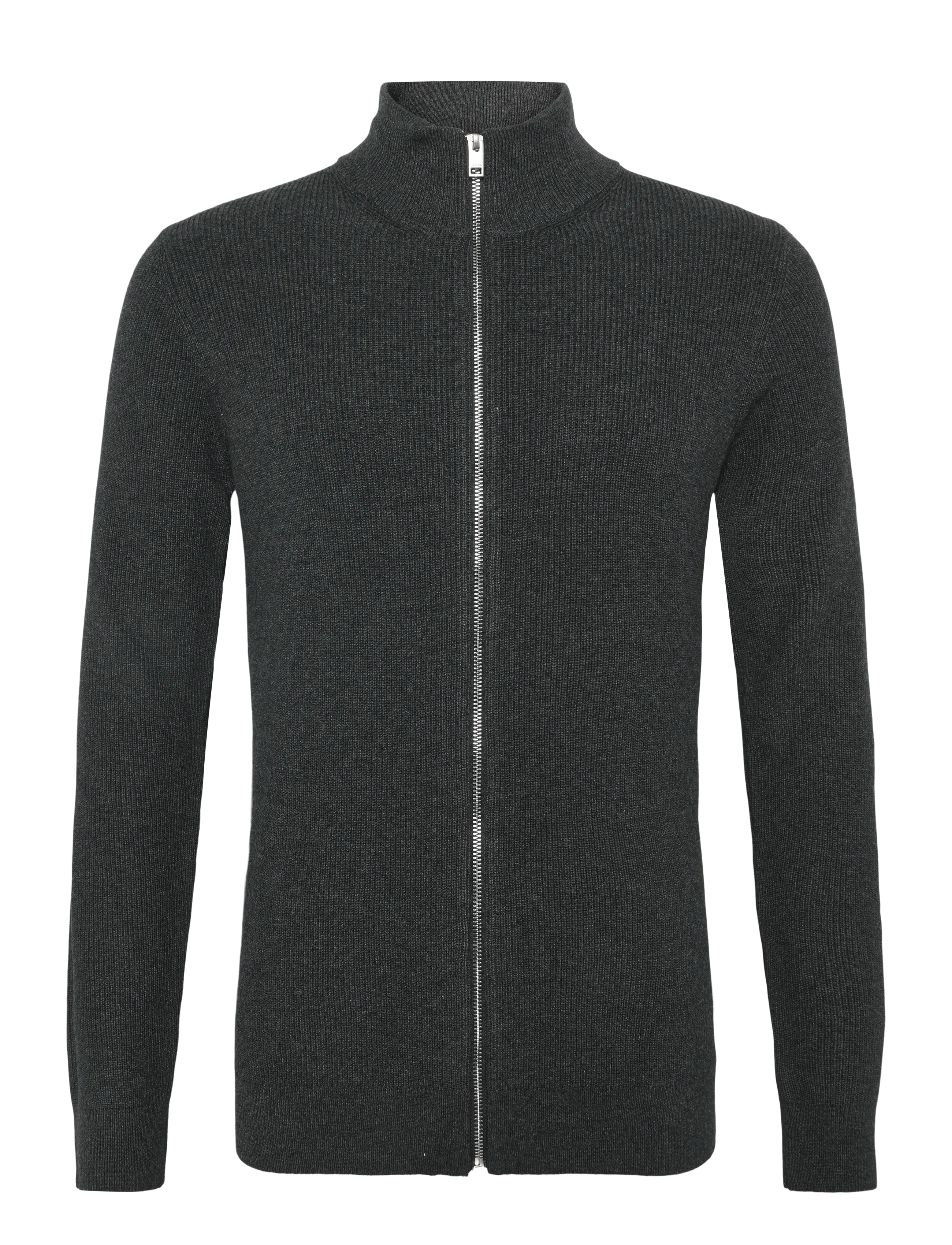 Lindbergh Recycled full zip knit - Stickat - CHARCOAL / grey