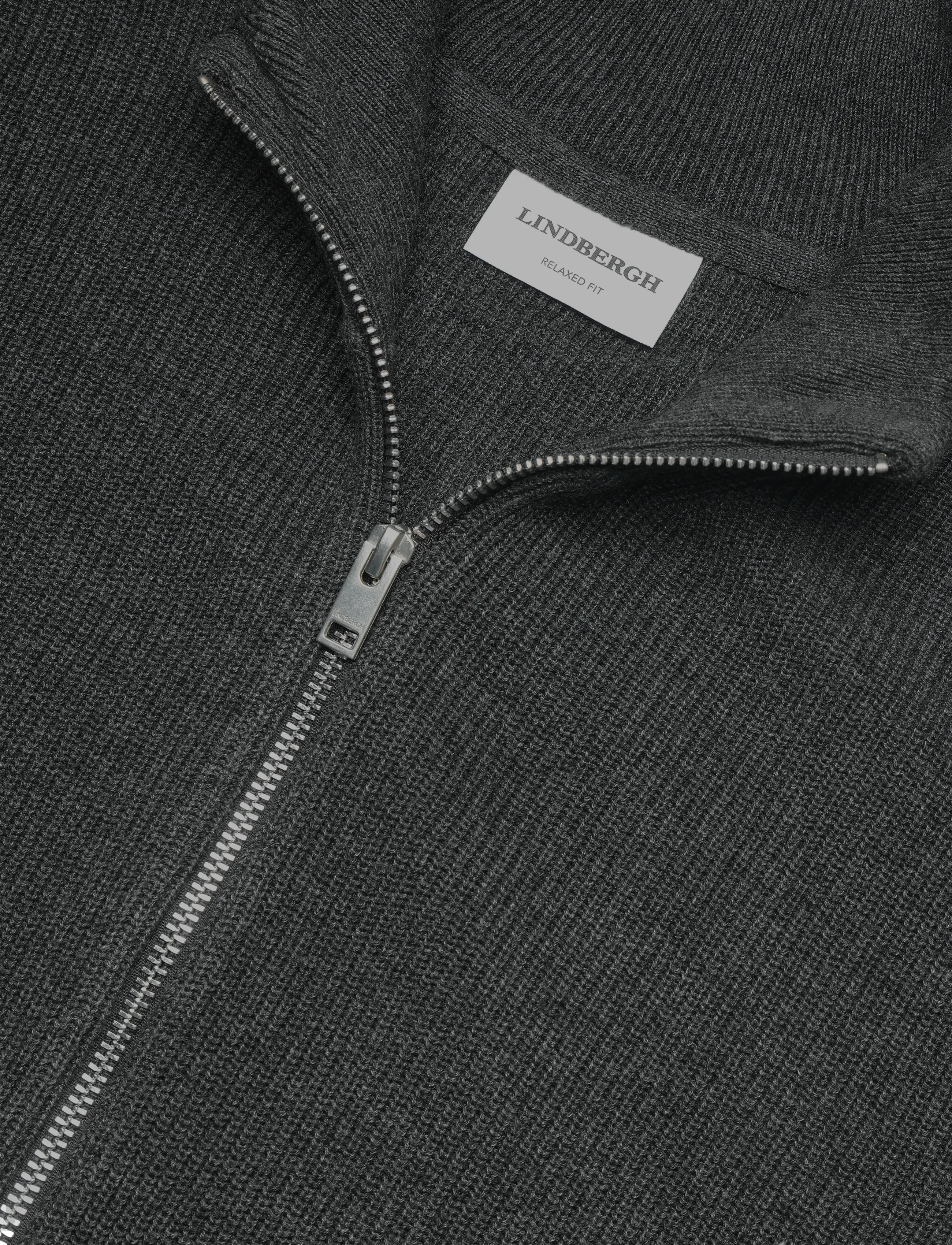 Lindbergh - Recycled full zip knit - födelsedagspresenter - charcoal - 5