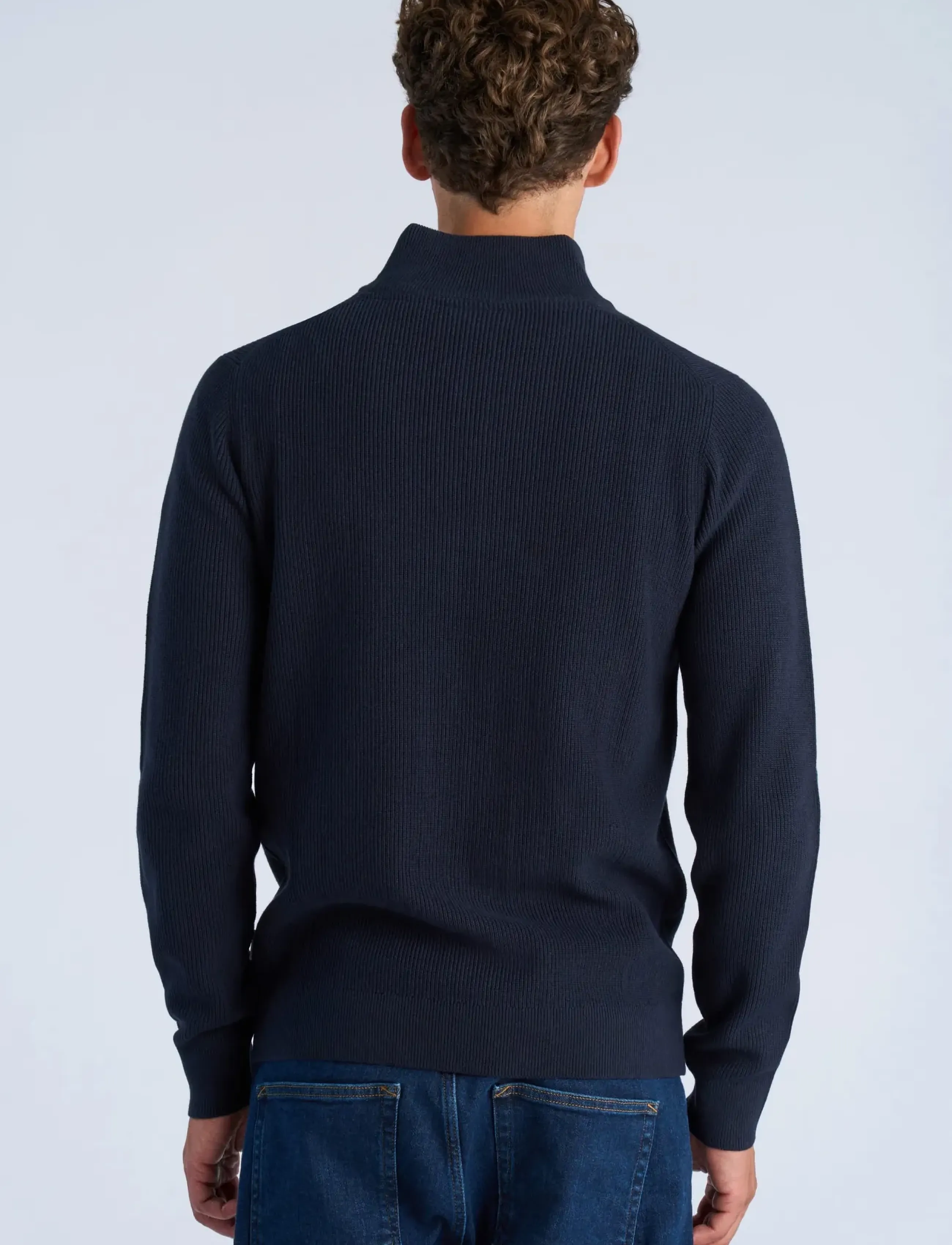 Lindbergh - Recycled full zip knit - höstkläder - navy - 4