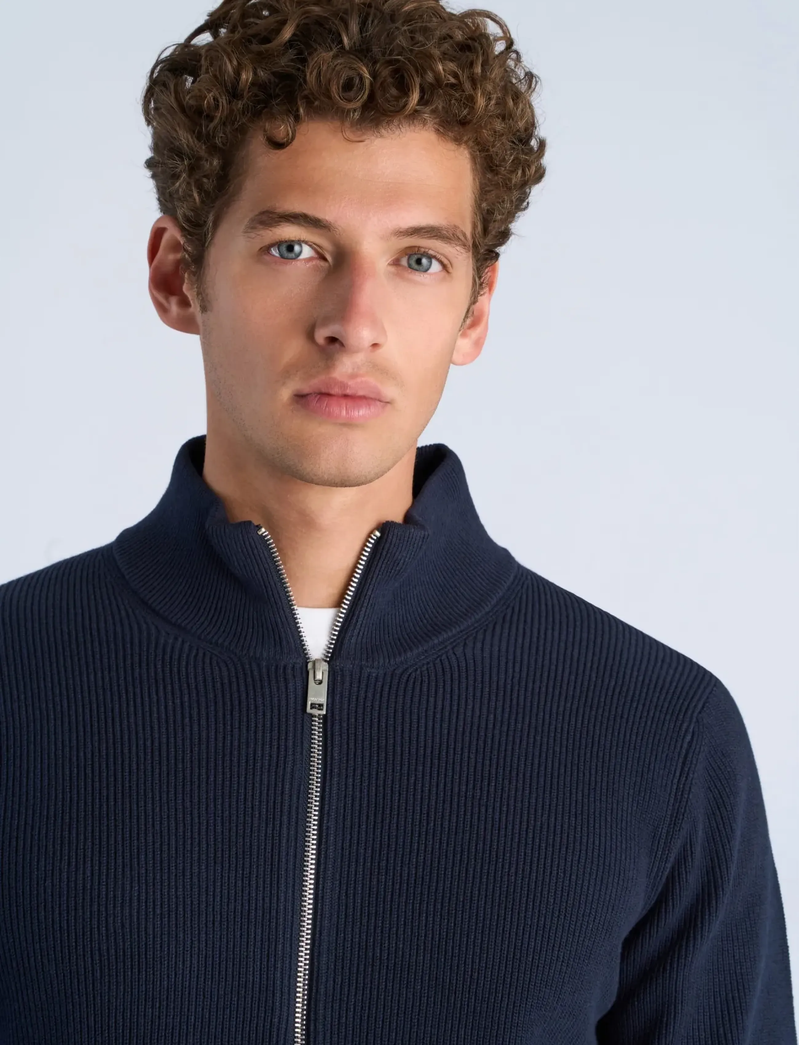 Lindbergh - Recycled full zip knit - höstkläder - navy - 5