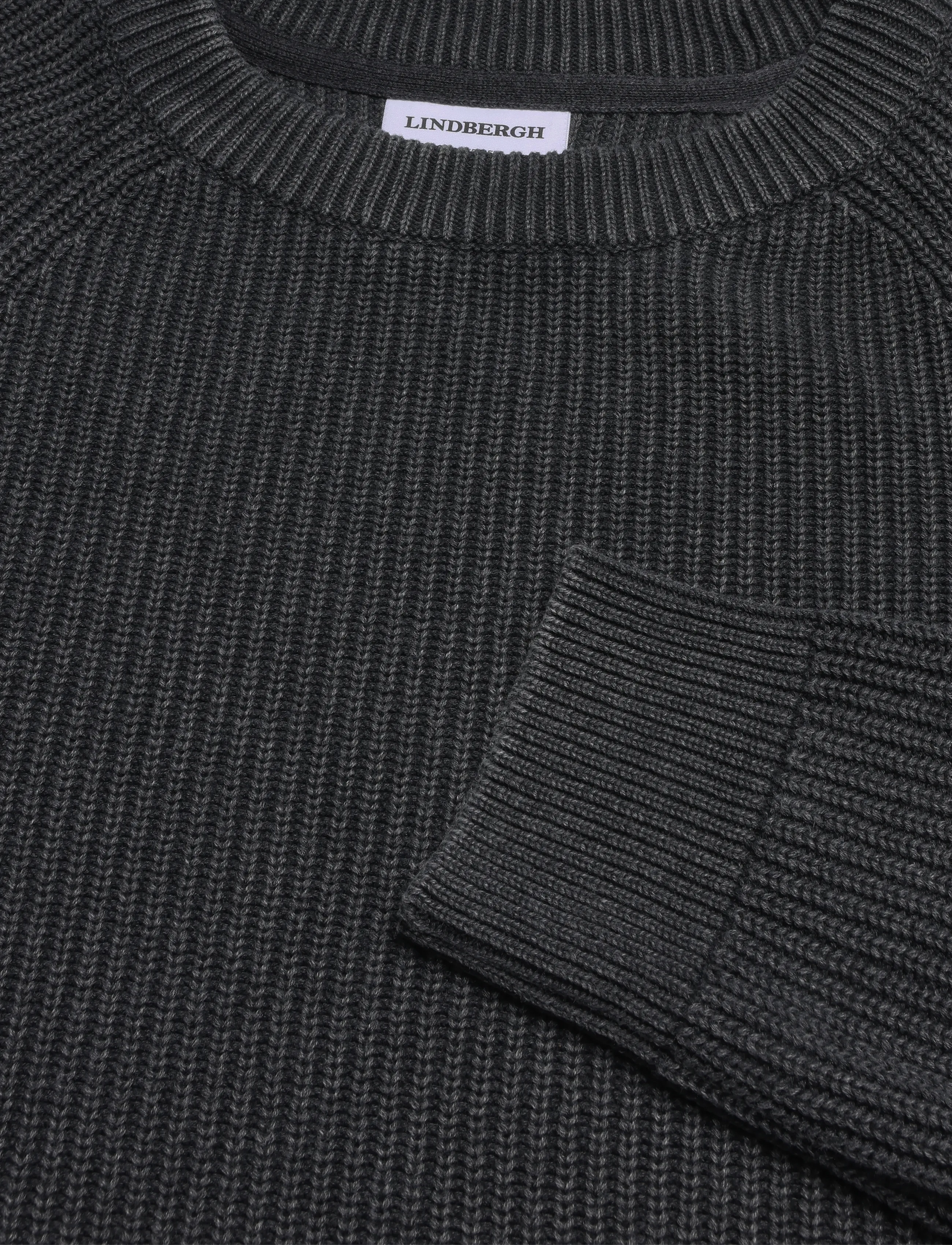 Lindbergh - Acid wash round neck - basic-strickmode - charcoal - 2