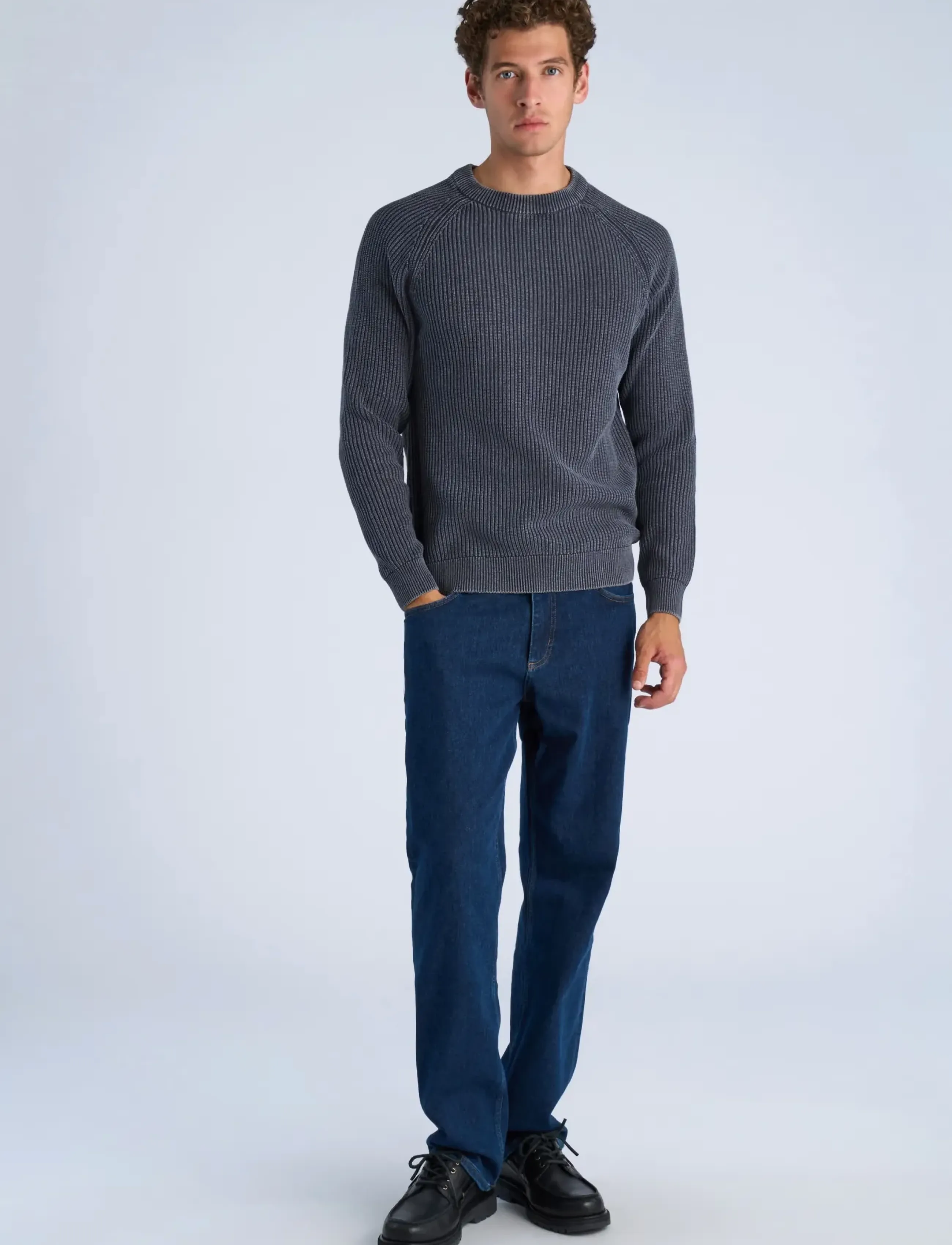 Lindbergh - Acid wash round neck - höstkläder - navy - 0