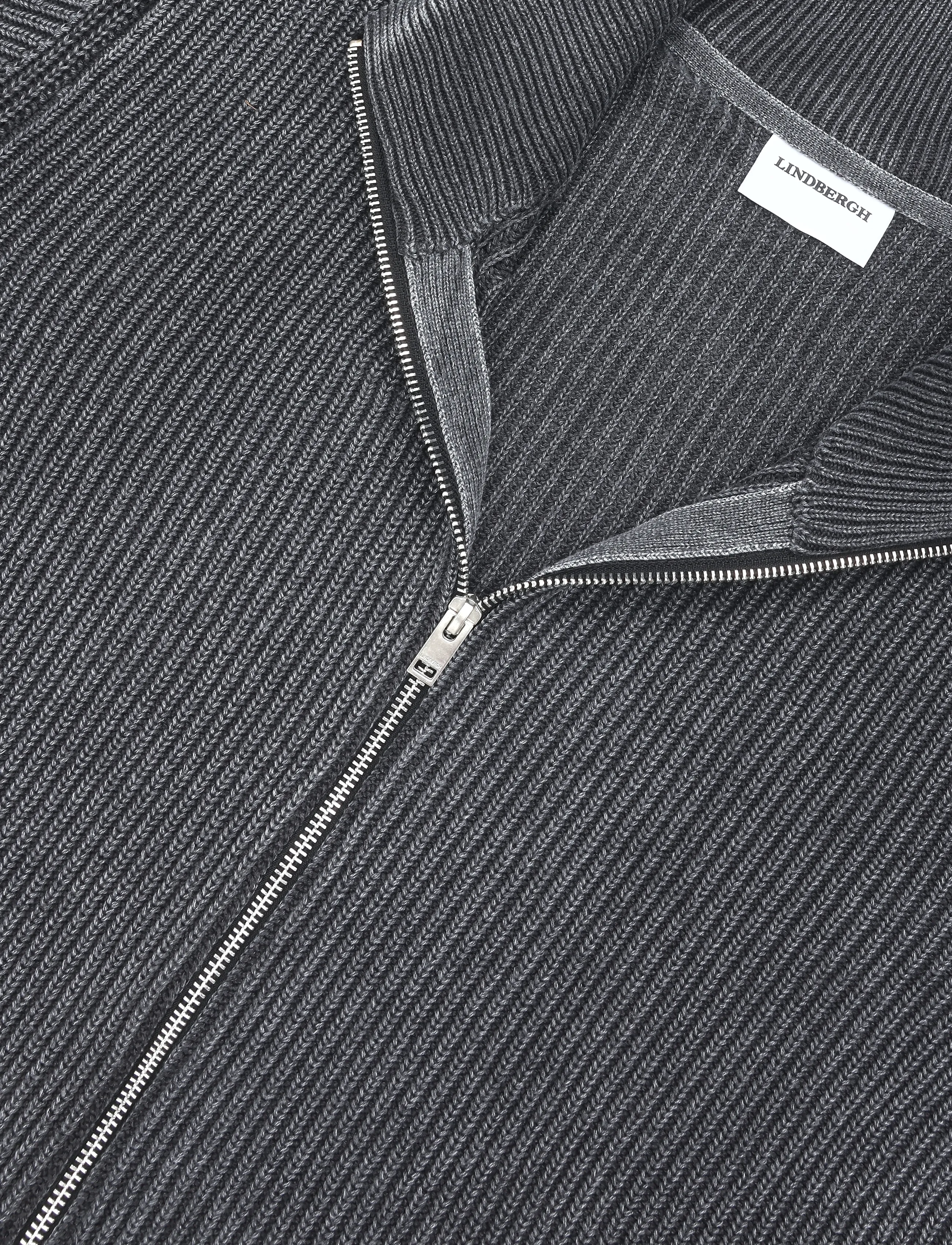 Lindbergh - Acid wash full zip - efterårstøj - black - 2
