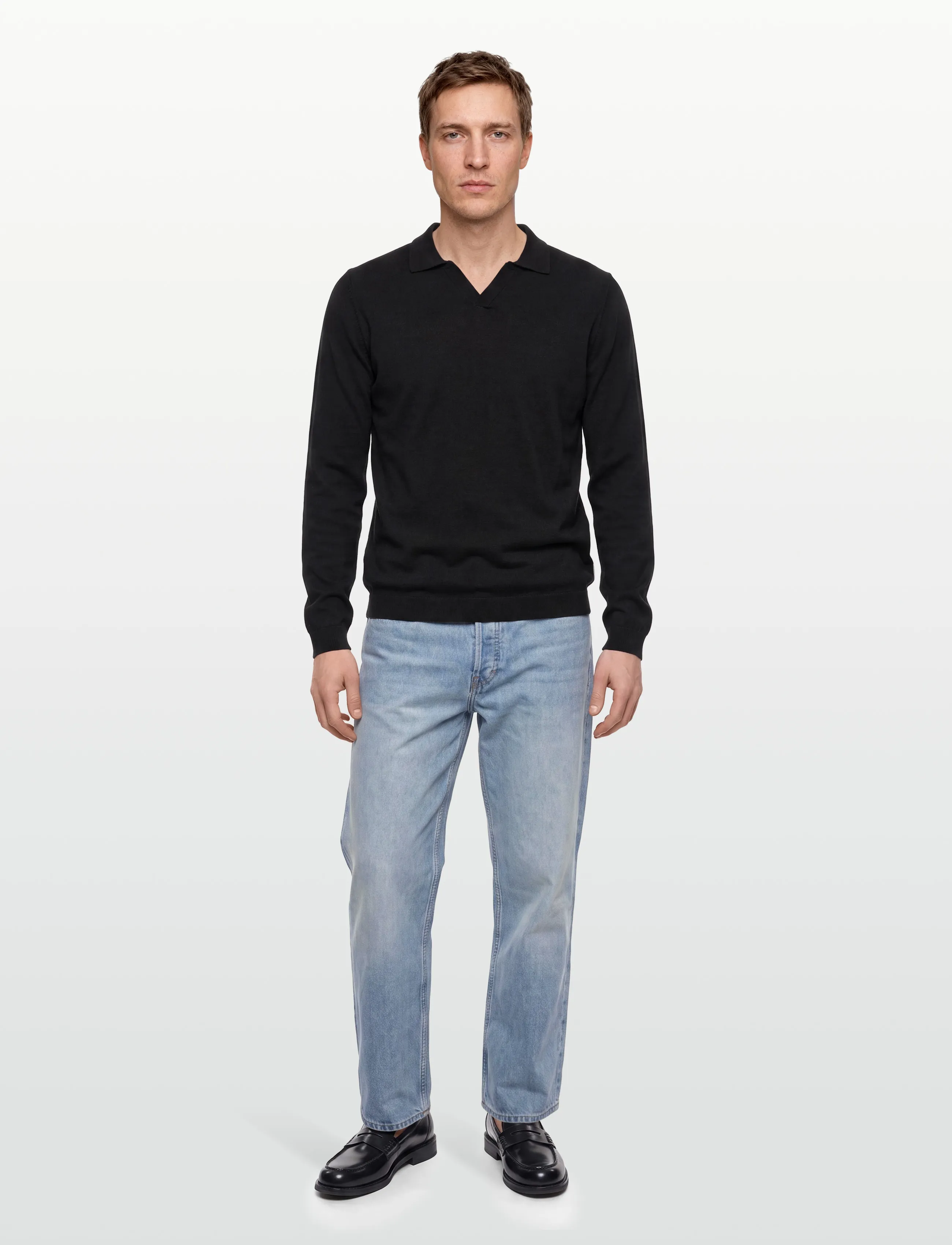Lindbergh - Splitneck recycled yarn knit - strikkede poloer - black - 0