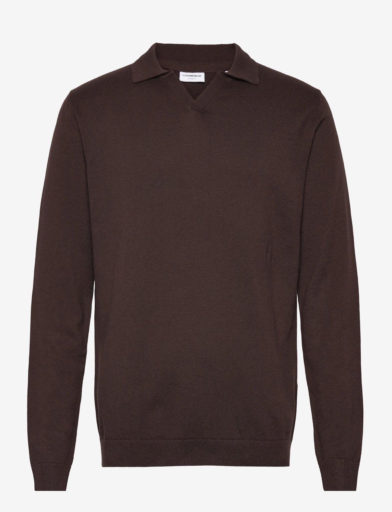 Lindbergh - Splitneck recycled yarn knit - höstkläder - dk chocolate - 0