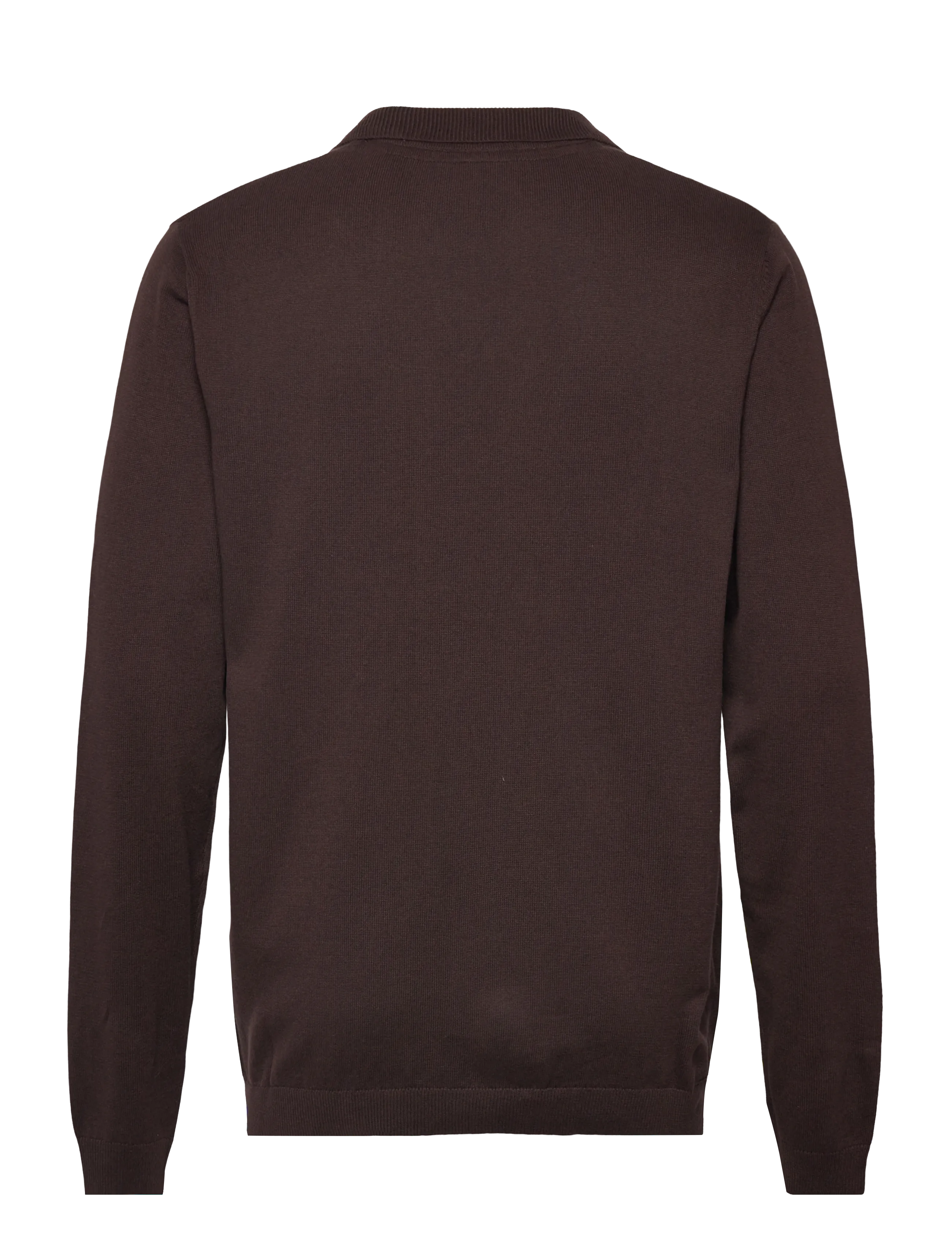 Lindbergh - Splitneck recycled yarn knit - poloer i strik med lange ærmer - dk chocolate - 1