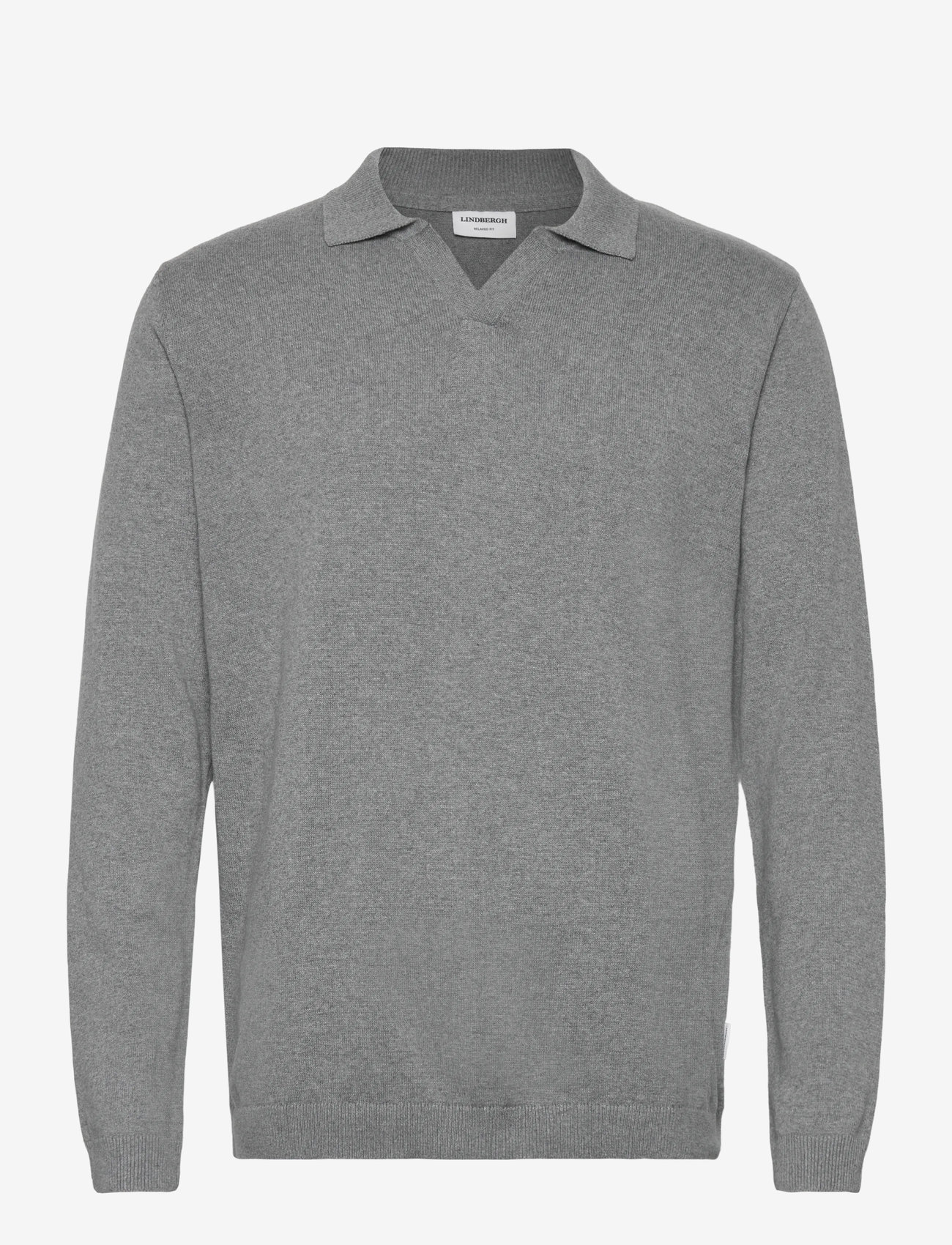 Lindbergh - Splitneck recycled yarn knit - höstkläder - dk grey - 0