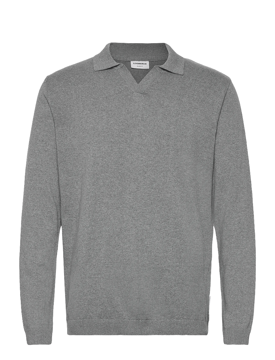 Lindbergh - Splitneck recycled yarn knit - pikkade varrukatega kootud polod - dk grey - 1
