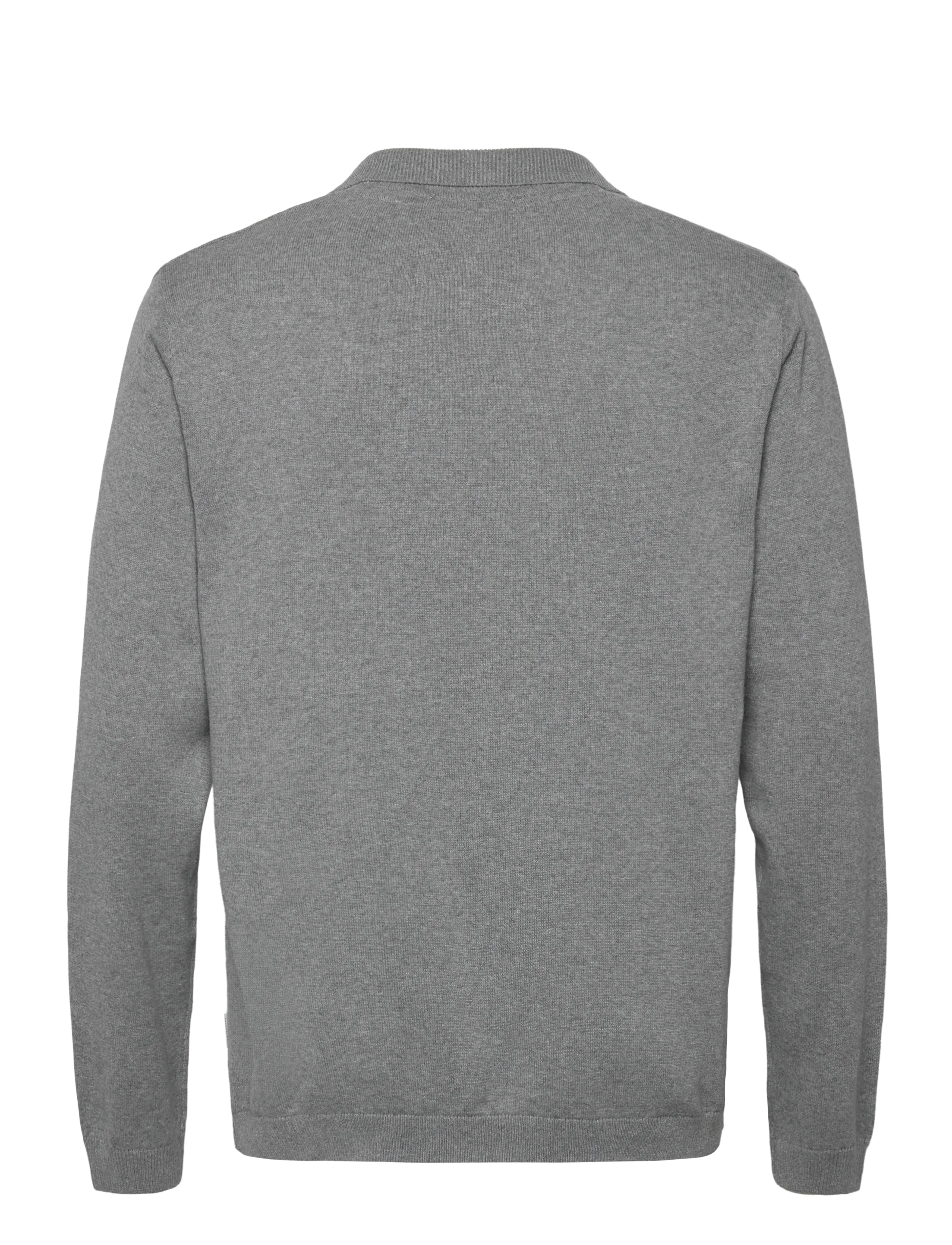 Lindbergh - Splitneck recycled yarn knit - gestrickte polohemden - dk grey - 1