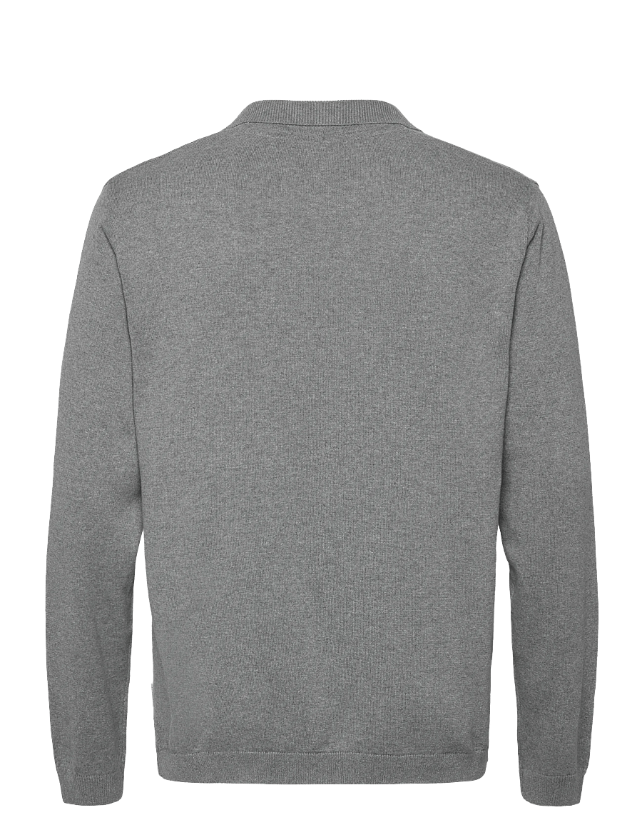 Lindbergh - Splitneck recycled yarn knit - pikkade varrukatega kootud polod - dk grey - 2