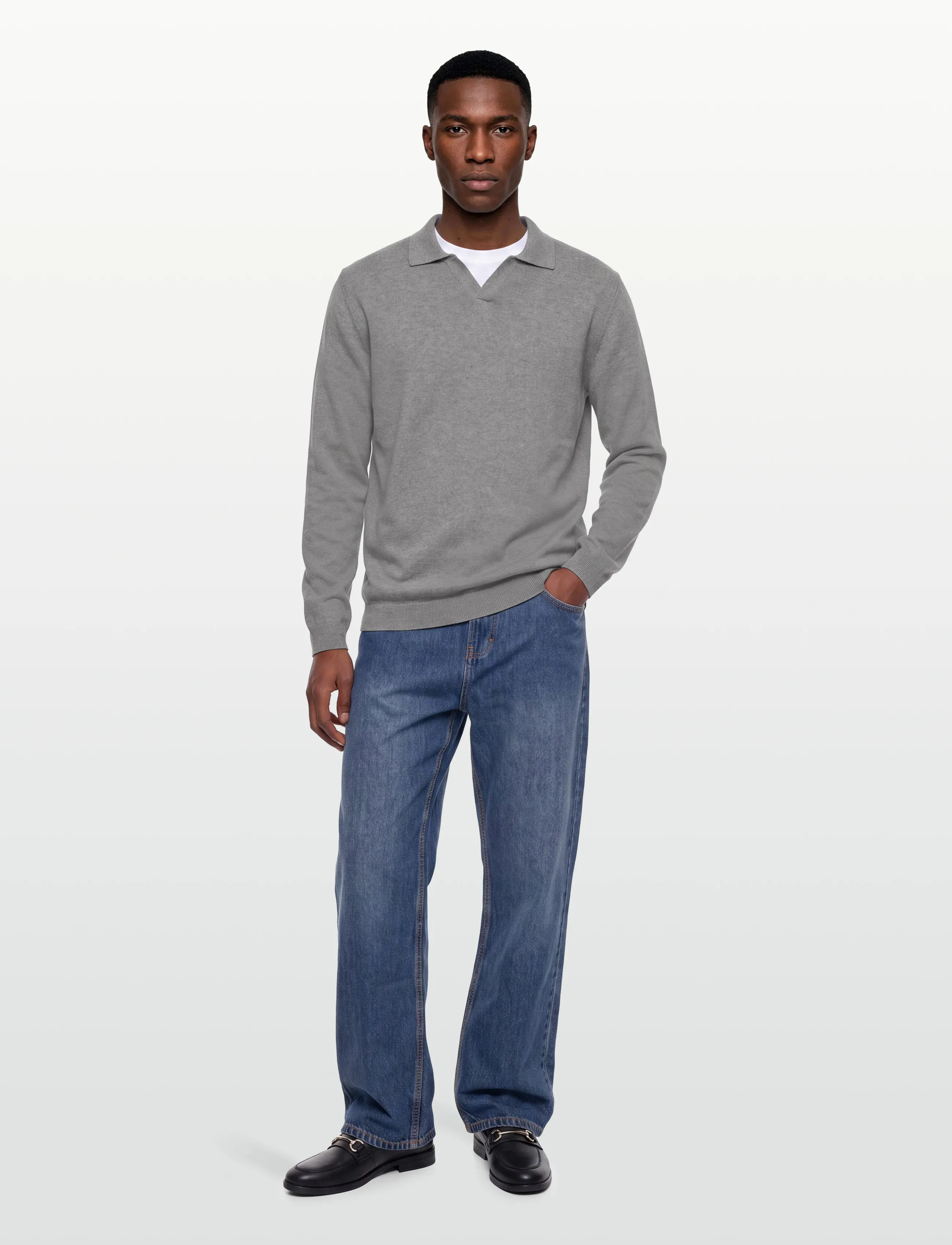 Lindbergh Splitneck recycled yarn knit - Soodsad stiilid - DK GREY / grey