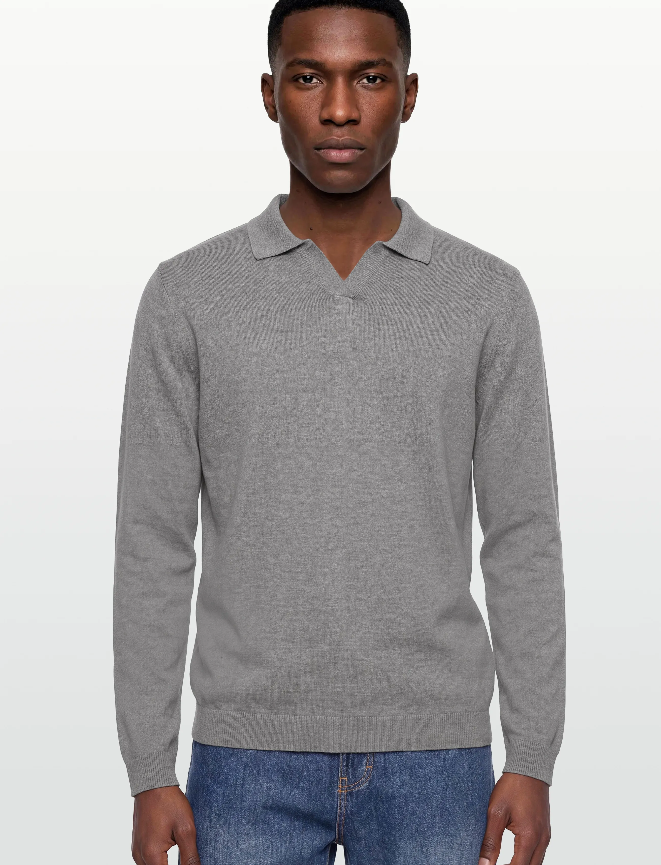 Lindbergh - Splitneck recycled yarn knit - pikkade varrukatega kootud polod - dk grey - 3