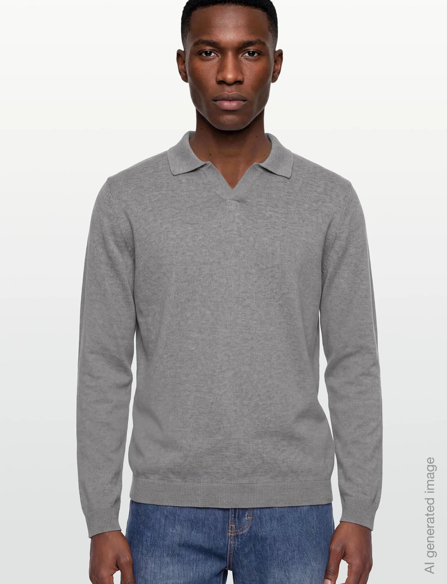 Lindbergh - Splitneck recycled yarn knit - pikkade varrukatega kootud polod - dk grey - 3