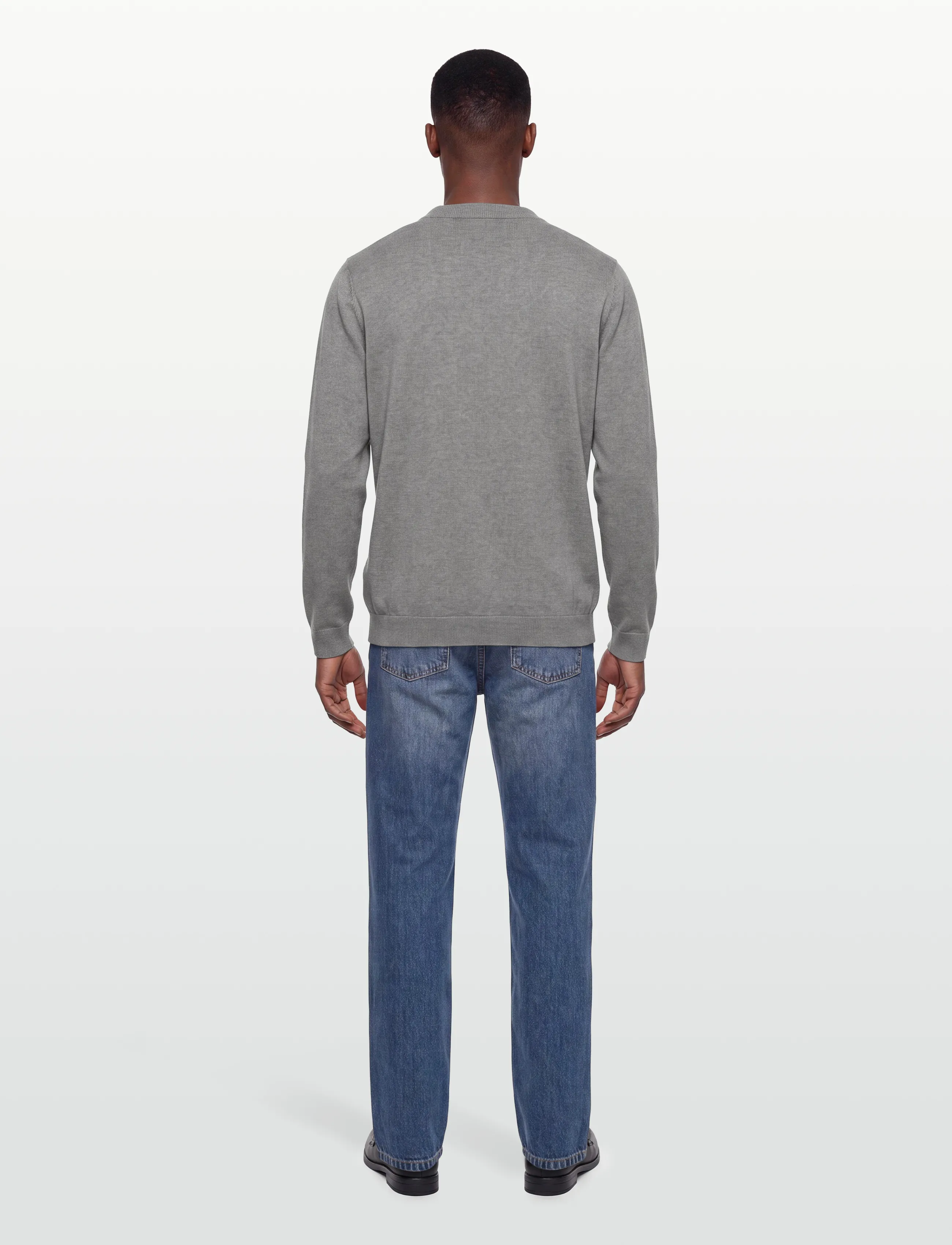 Lindbergh - Splitneck recycled yarn knit - pikkade varrukatega kootud polod - dk grey - 4