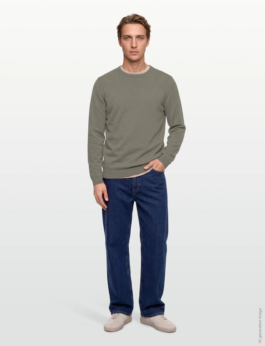 Lindbergh - O neck recycled yarn knit - rundhals - army - 0