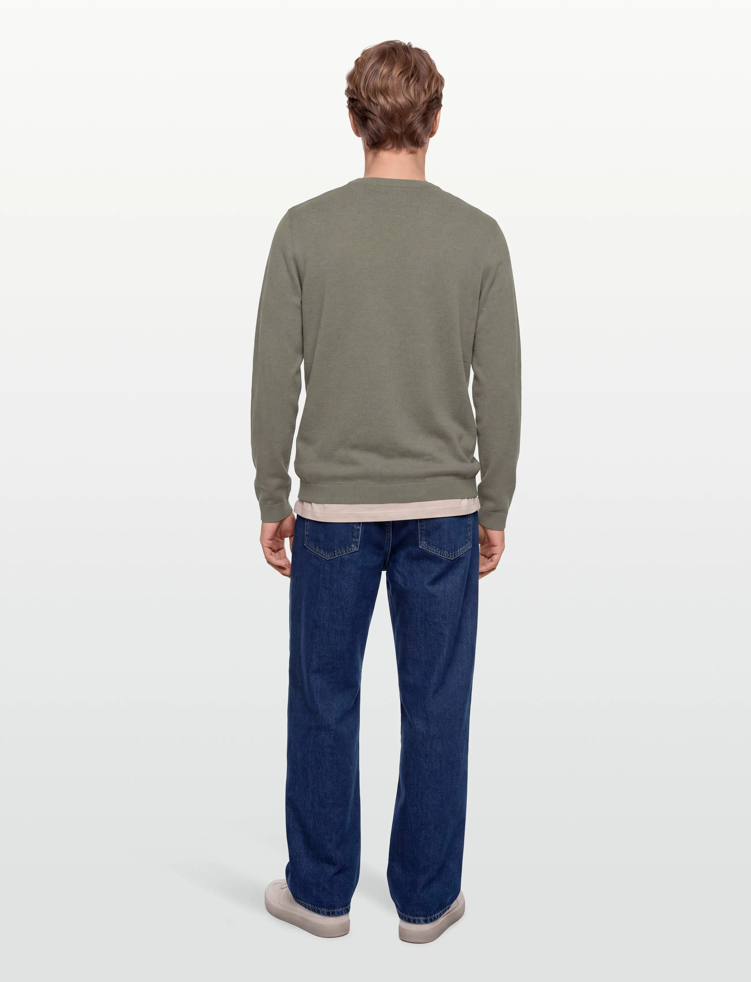 Lindbergh - O neck recycled yarn knit - knitted round necks - army - 4
