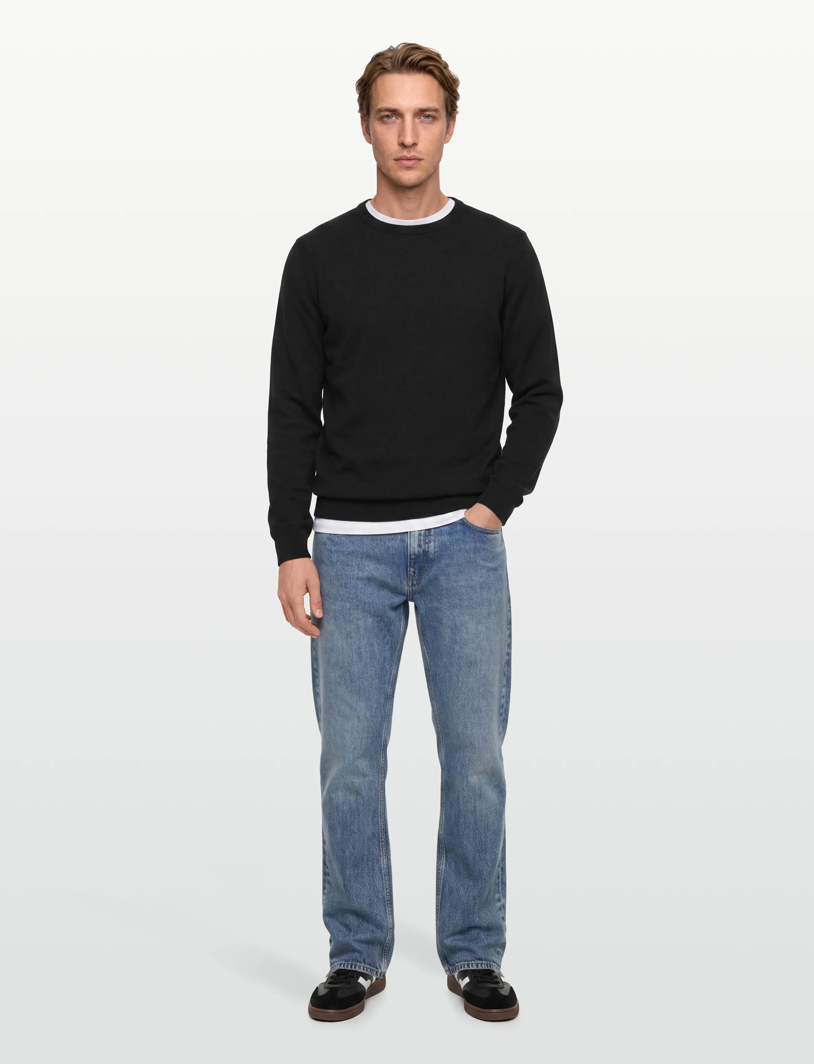 Lindbergh - O neck recycled yarn knit - rund hals - black - 0