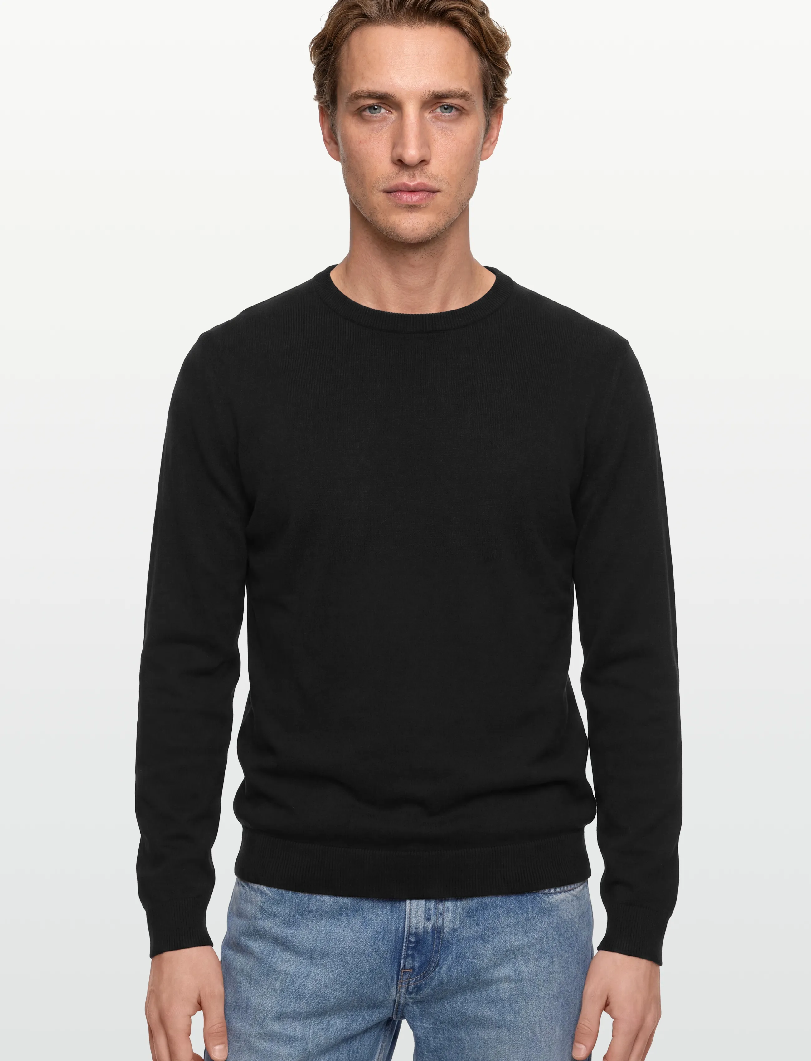 Lindbergh - O neck recycled yarn knit - rund hals - black - 3