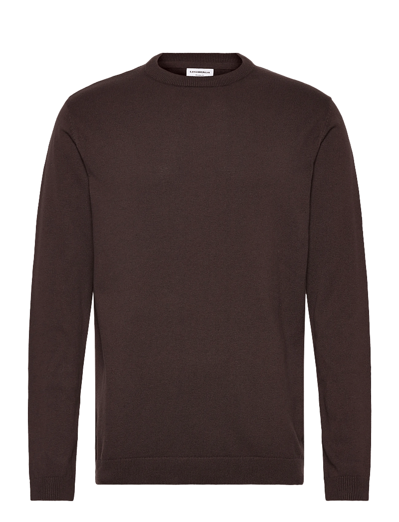 Lindbergh - O neck recycled yarn knit - rund hals - dk chocolate - 0