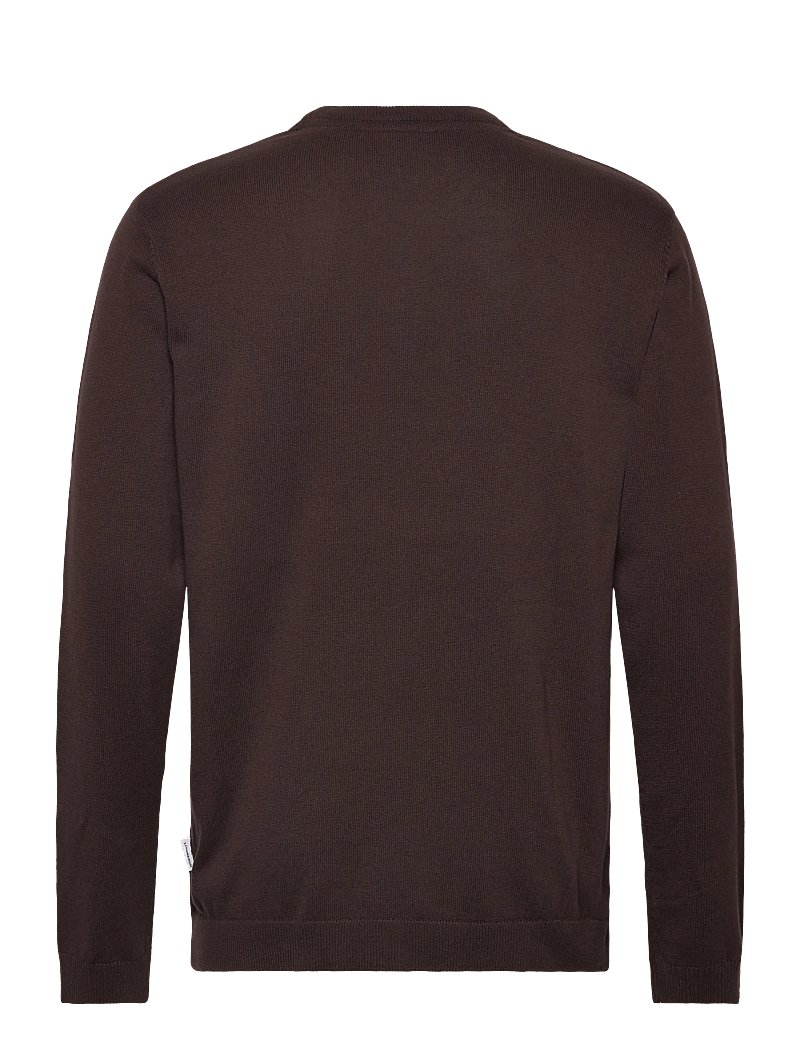 Lindbergh - O neck recycled yarn knit - rund hals - dk chocolate - 1