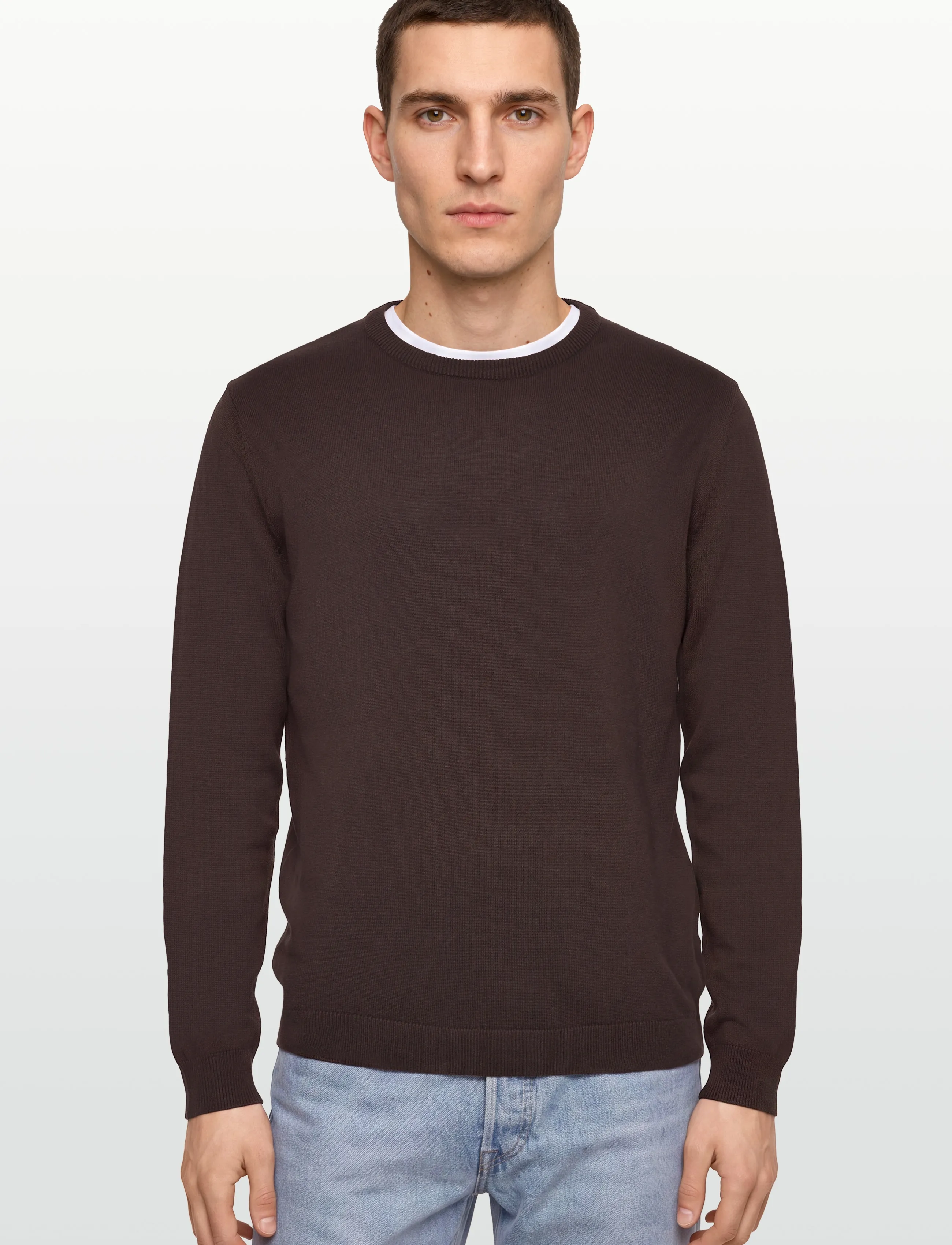 Lindbergh - O neck recycled yarn knit - basic-strickmode - dk chocolate - 3