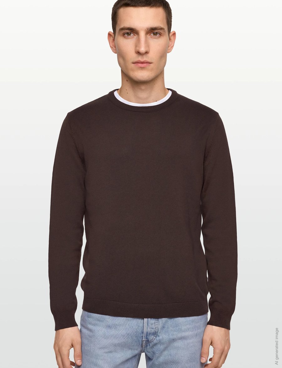 Lindbergh - O neck recycled yarn knit - rundhals - dk chocolate - 3