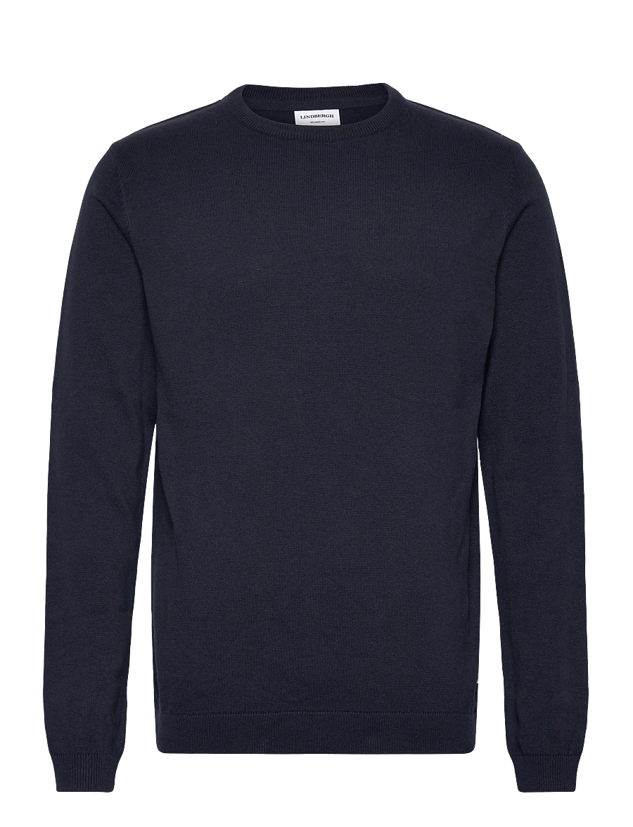 Lindbergh - O neck recycled yarn knit - ronde hals - navy - 0
