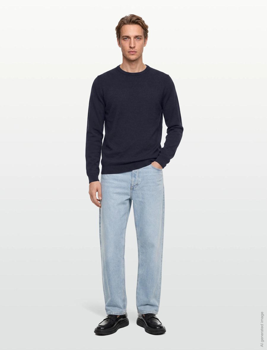 Lindbergh - O neck recycled yarn knit - rundhals - navy - 0