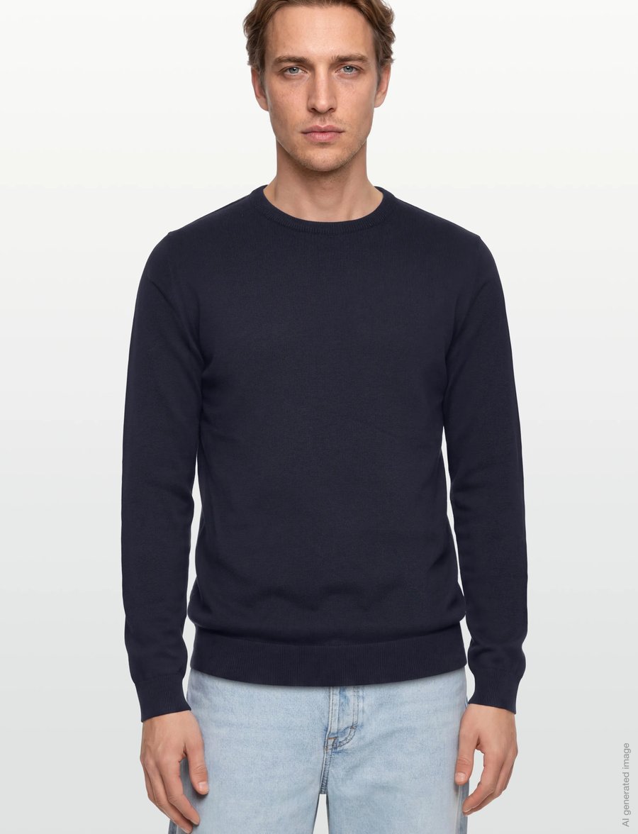 Lindbergh - O neck recycled yarn knit - rundhals - navy - 3