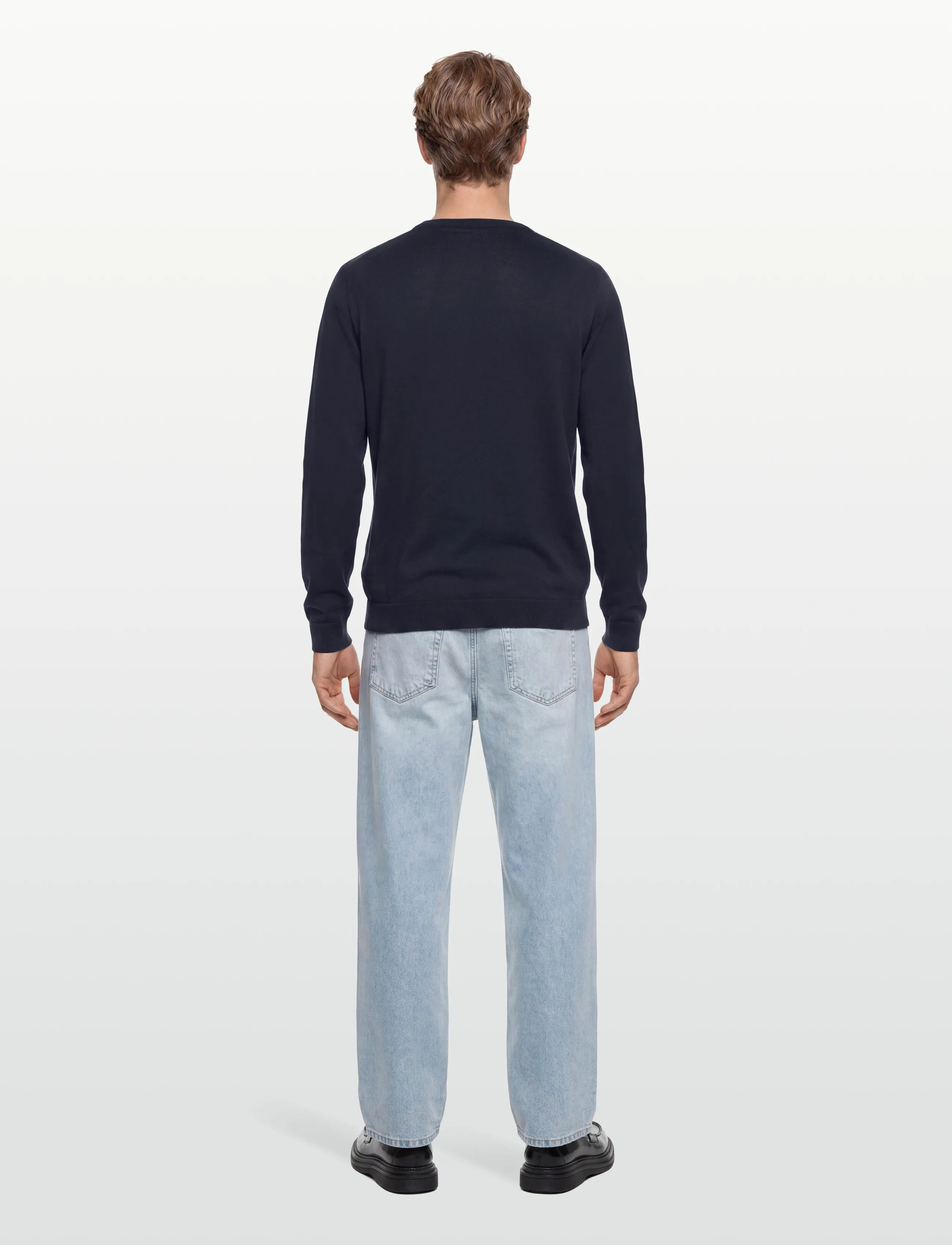 Lindbergh - O neck recycled yarn knit - rund hals - navy - 4