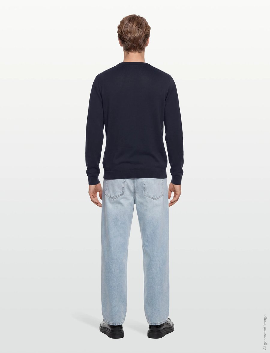 Lindbergh - O neck recycled yarn knit - rundhals - navy - 4