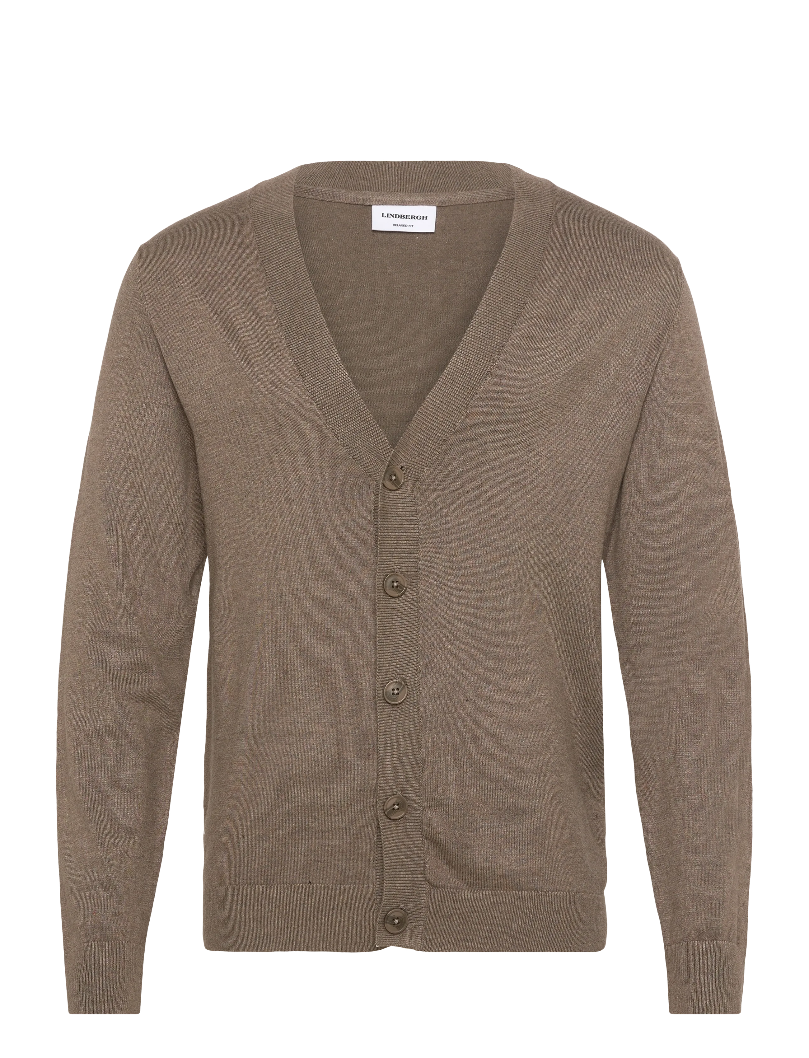 Lindbergh Ecovero v-neck button cardigan - Strickmode - DK SAND MEL / brown