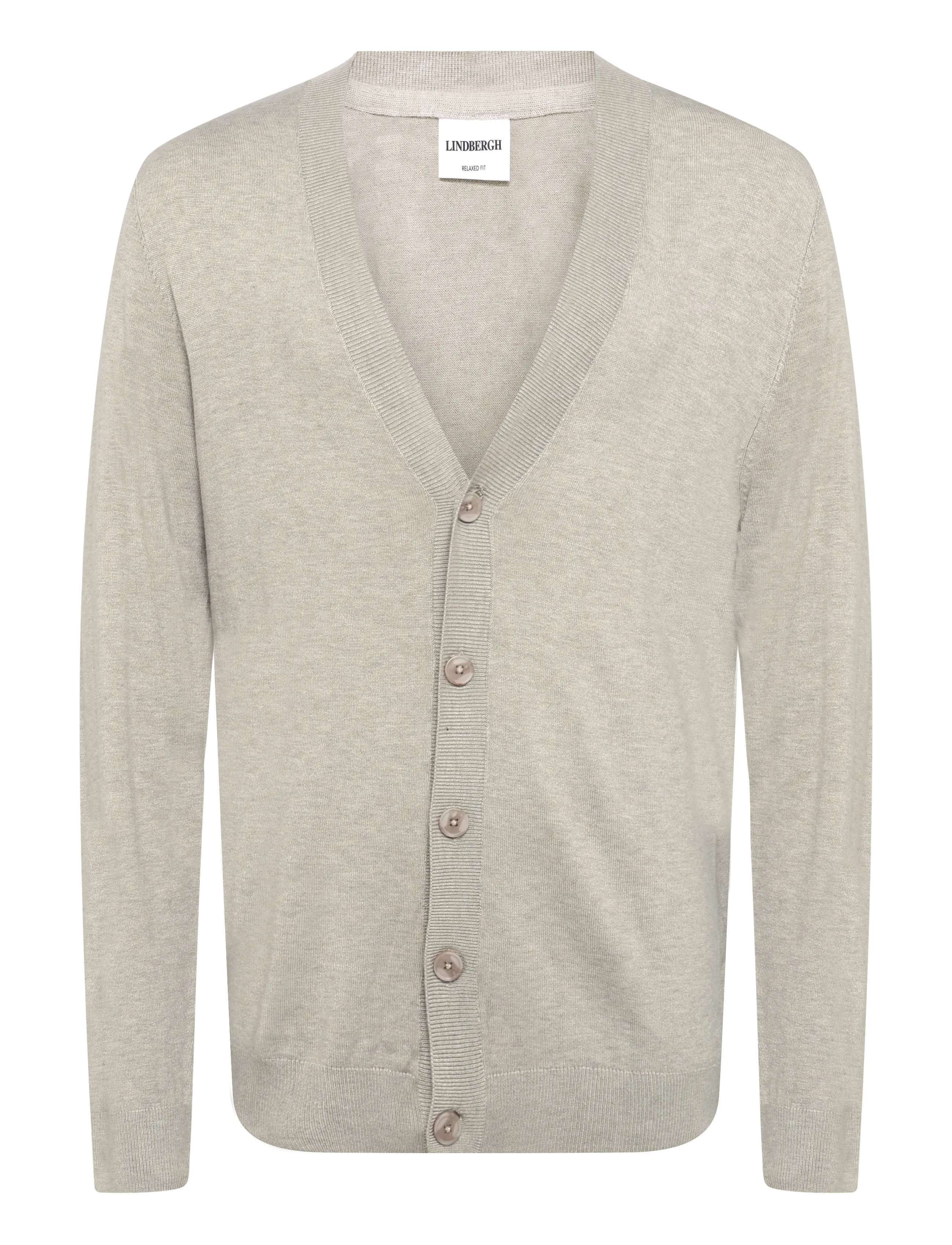 Lindbergh Ecovero v-neck button cardigan - Lindbergh - FAIR SAND MEL / beige
