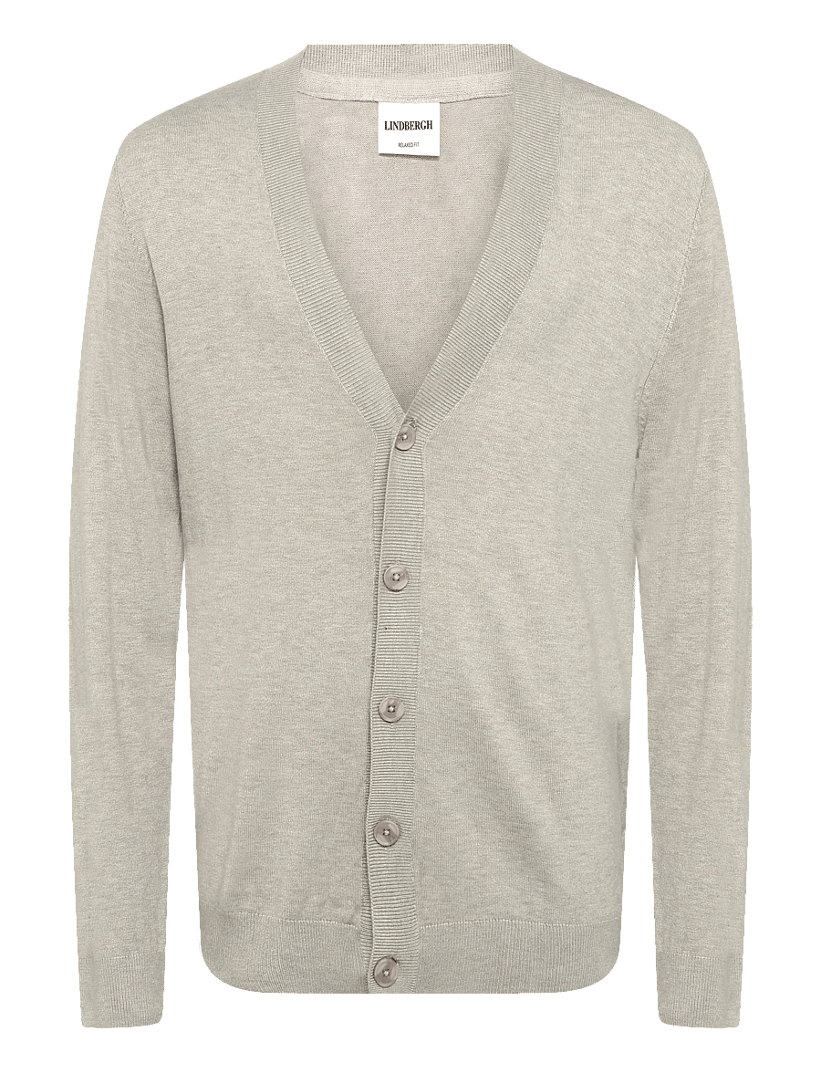Lindbergh - Ecovero v-neck button cardigan - cardigans - fair sand mel - 0