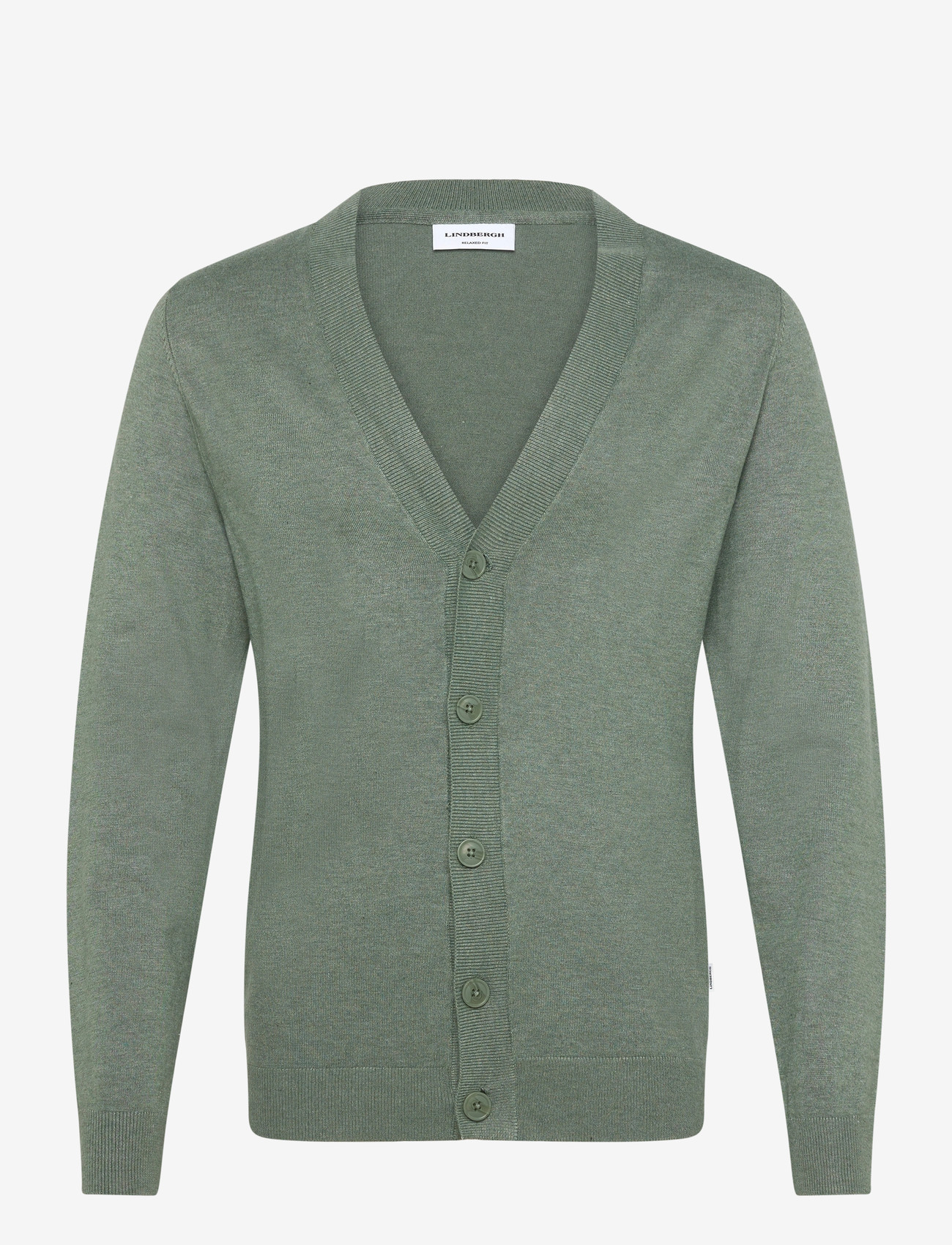 Lindbergh - Ecovero v-neck button cardigan - cardigans - jade green mel - 1