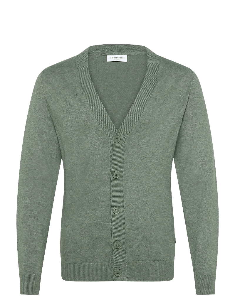 Lindbergh - Ecovero v-neck button cardigan - cardigans - jade green mel - 1
