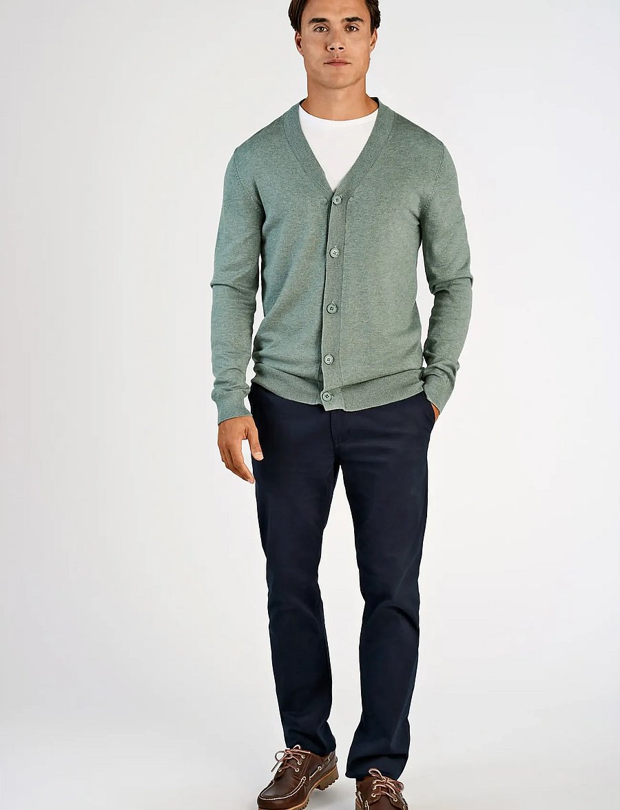 Lindbergh - Ecovero v-neck button cardigan - cardigans - jade green mel - 0