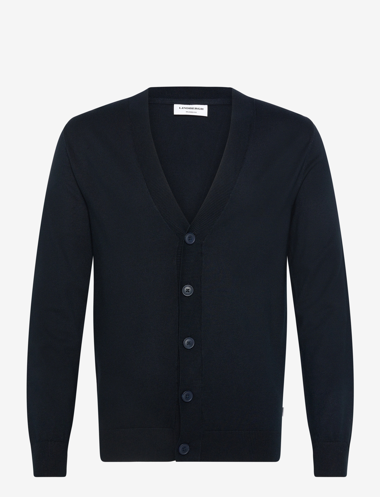 Lindbergh - Ecovero v-neck button cardigan - kardiganid - navy - 1