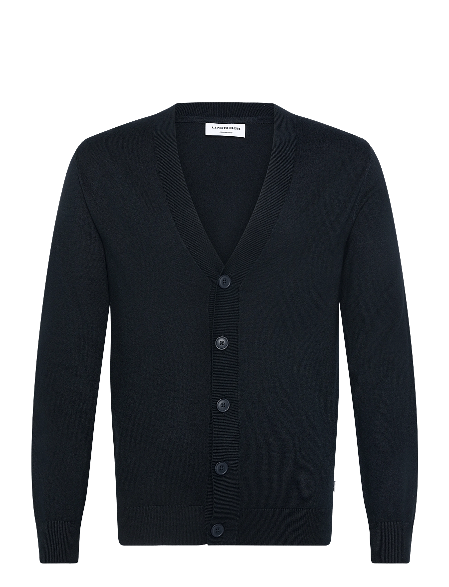 Lindbergh - Ecovero v-neck button cardigan - cardigans - navy - 1