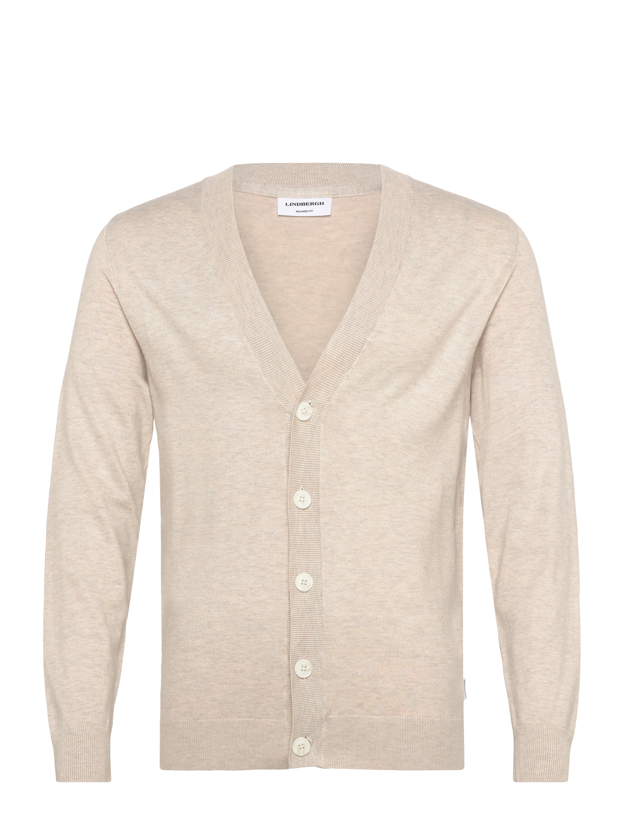 LINDBERGH Ecovero V-Ausschnitt Button Cardigan Beige - XXL - Herren