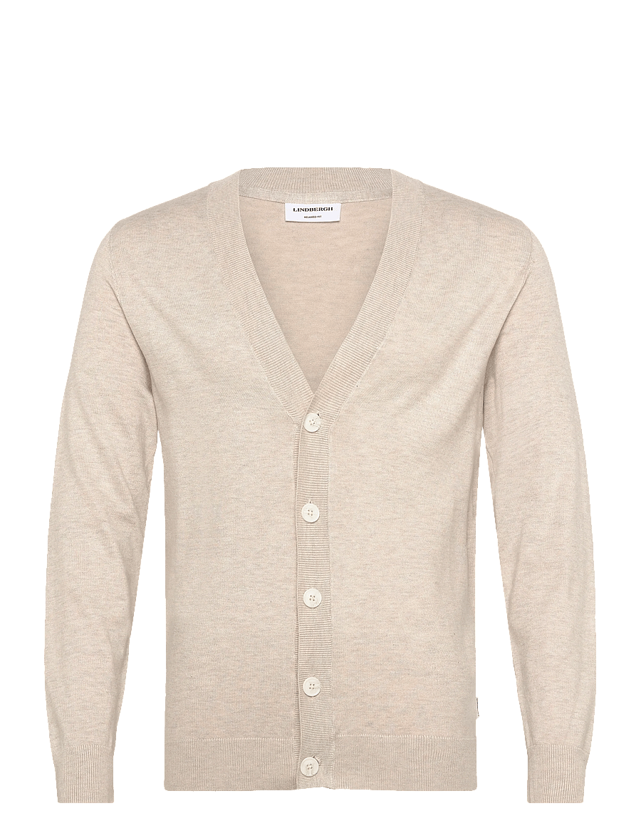 Lindbergh - Ecovero v-neck button cardigan - cardigans - off white mel - 1
