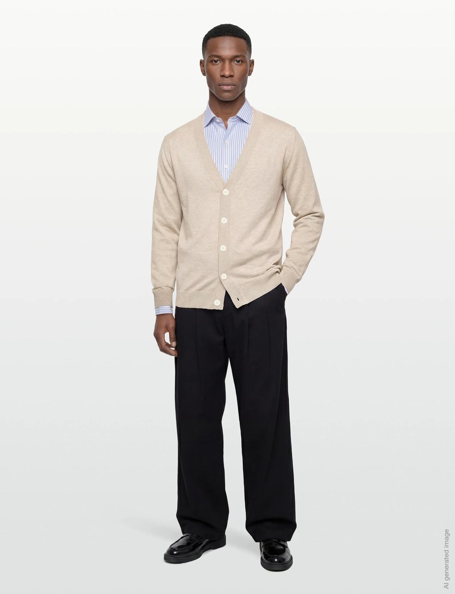 Lindbergh - Ecovero v-neck button cardigan - cardigans - off white mel - 0