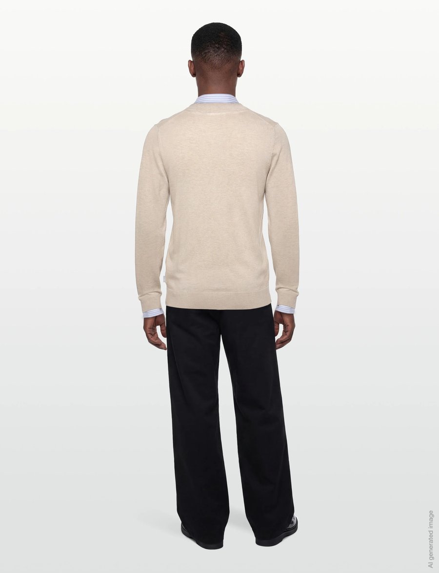 Lindbergh - Ecovero v-neck button cardigan - cardigans - off white mel - 4
