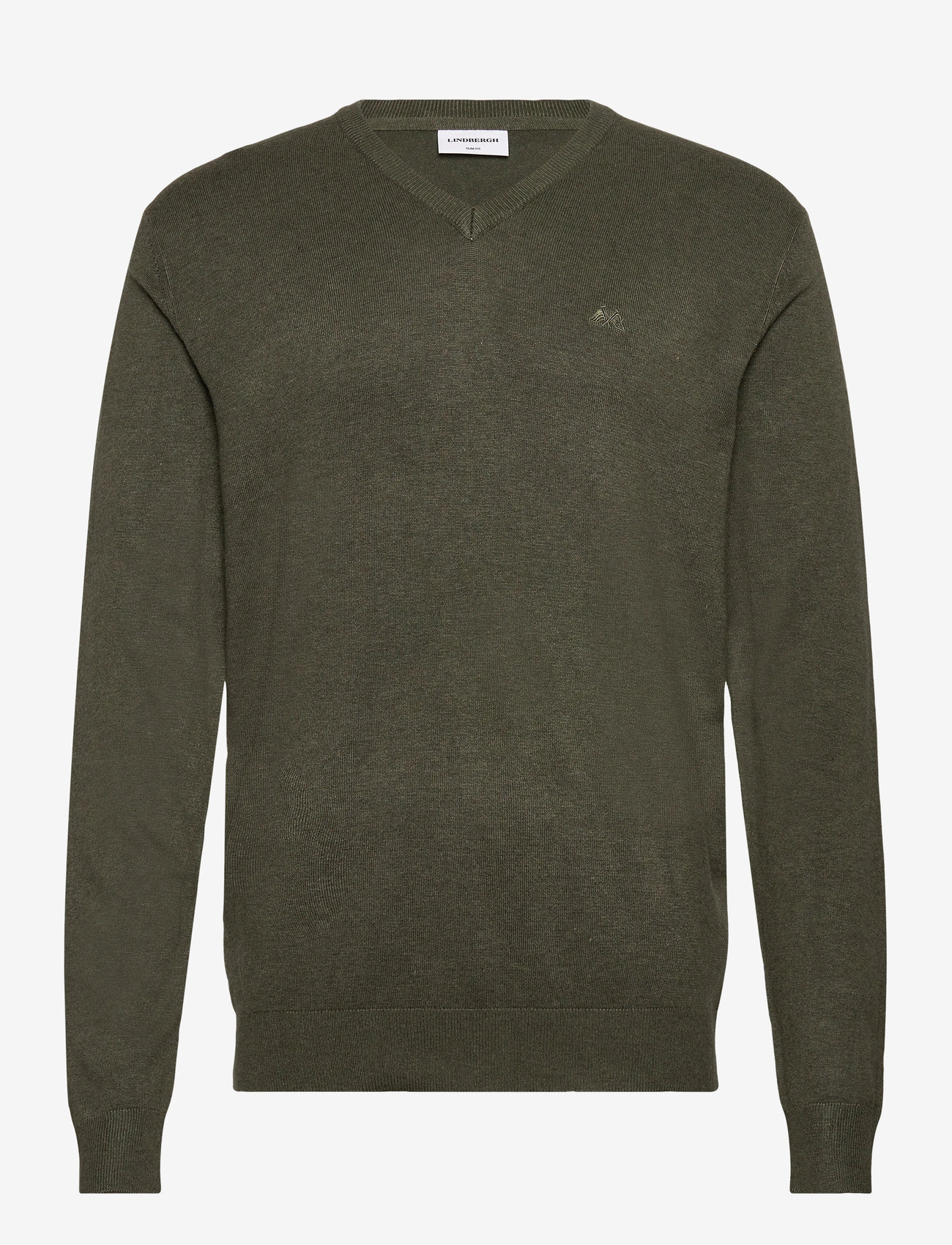 Lindbergh - Eco Vero V-neck jumper - v-ausschnitt - army mel - 0