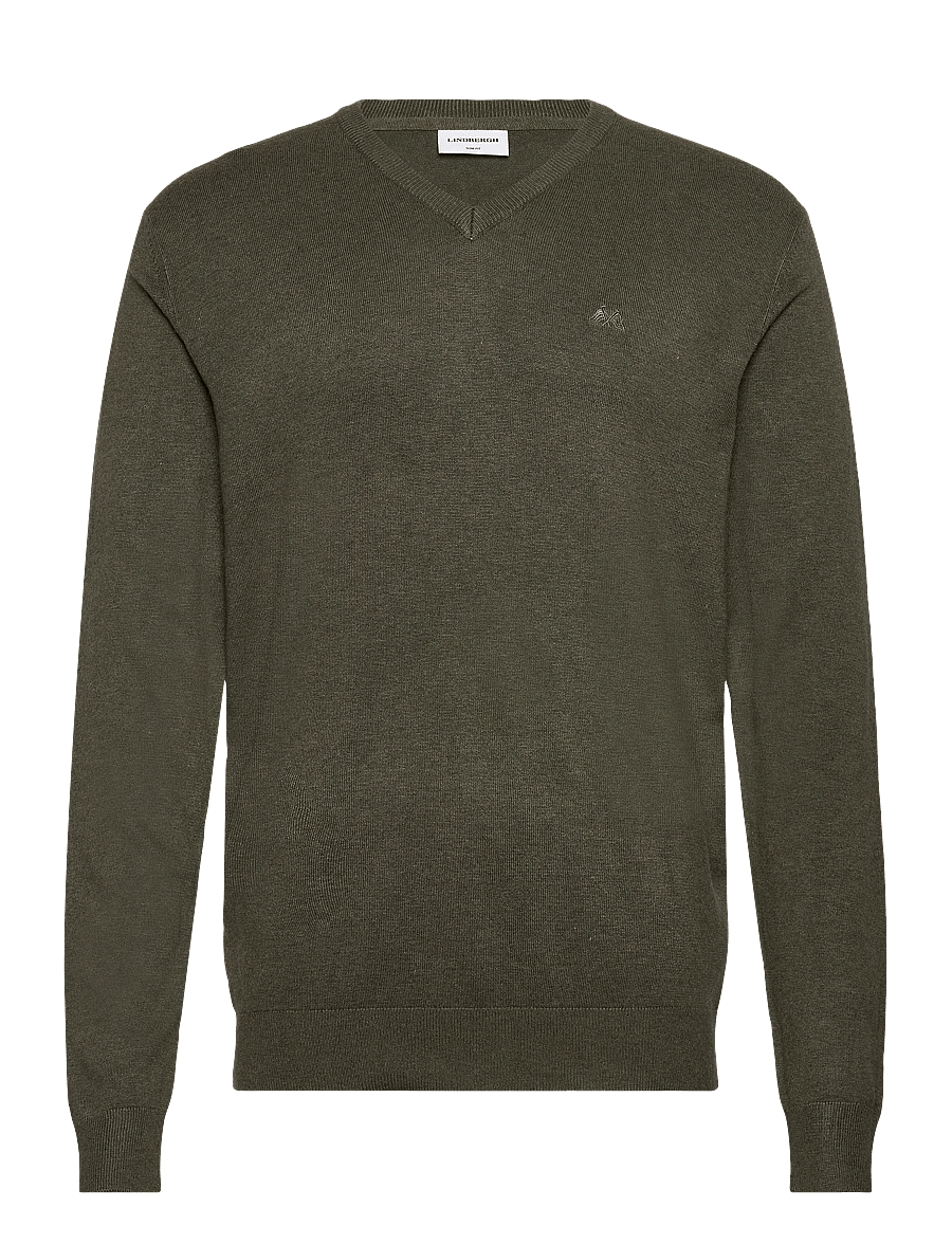 Lindbergh - Eco Vero V-neck jumper - v-necks - army mel - 0
