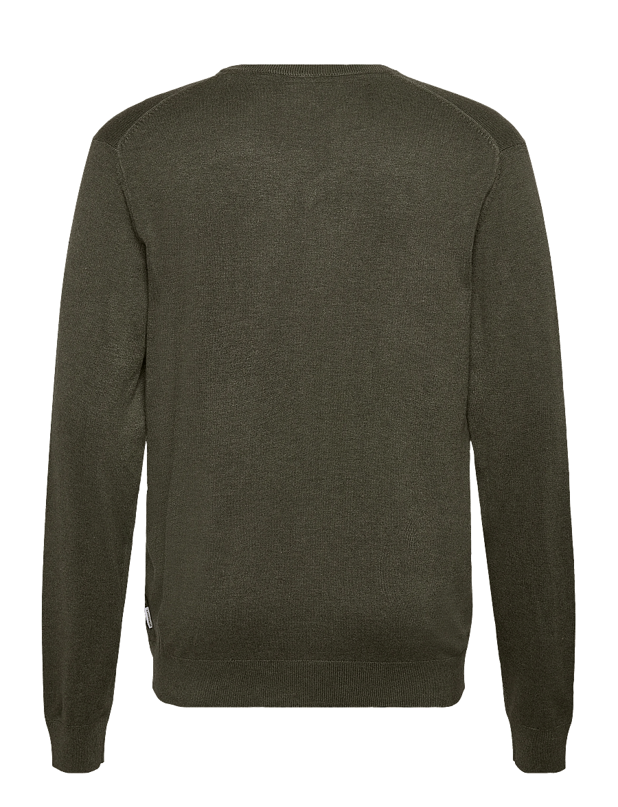 Lindbergh - Eco Vero V-neck jumper - v-necks - army mel - 1